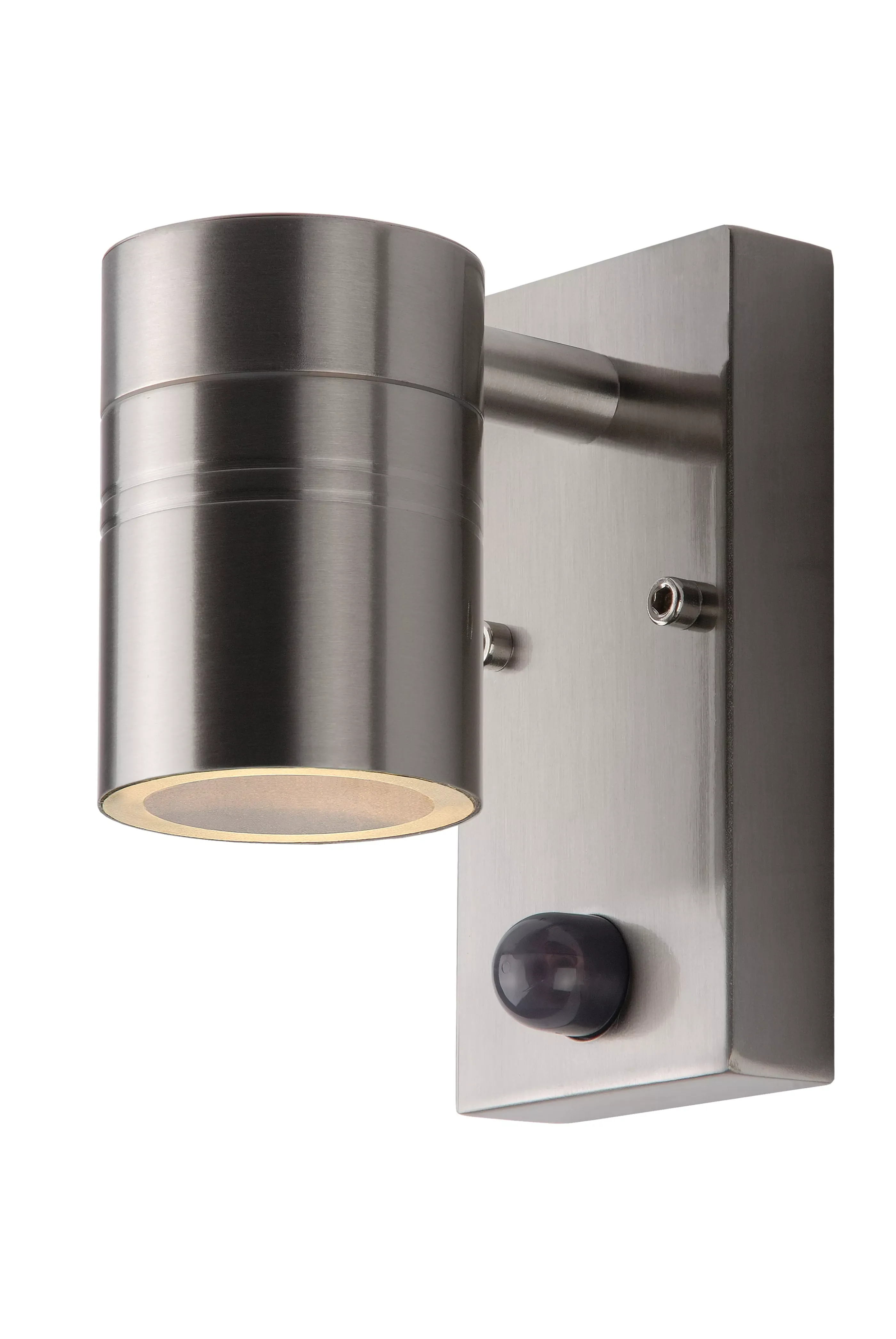 Fashion ARNE-LED IR - Wandspot / Wandlamp Binnen/Buiten - Ø 6,3 cm - LED - GU10 - 1x5W 2700K - IP44 - Beweging & dag/nacht sensor - Mat chroom Wandverlichting Buiten