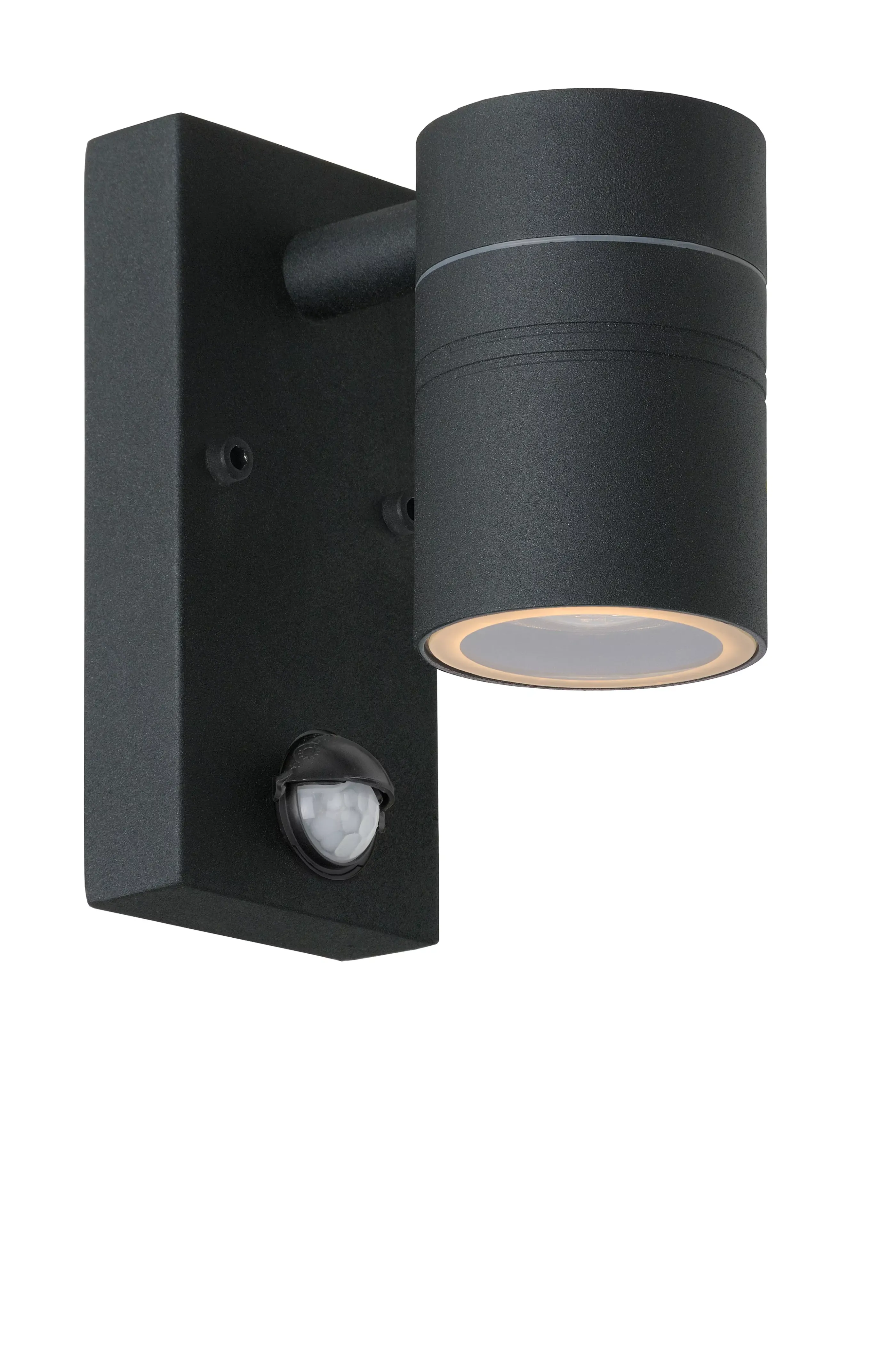 Discount ARNE-LED IR - Wandspot / Wandlamp Binnen/Buiten - Ø 6,3 cm - LED - GU10 - 1x5W 2700K - IP44 - Beweging & dag/nacht sensor - Zwart Wandverlichting Buiten