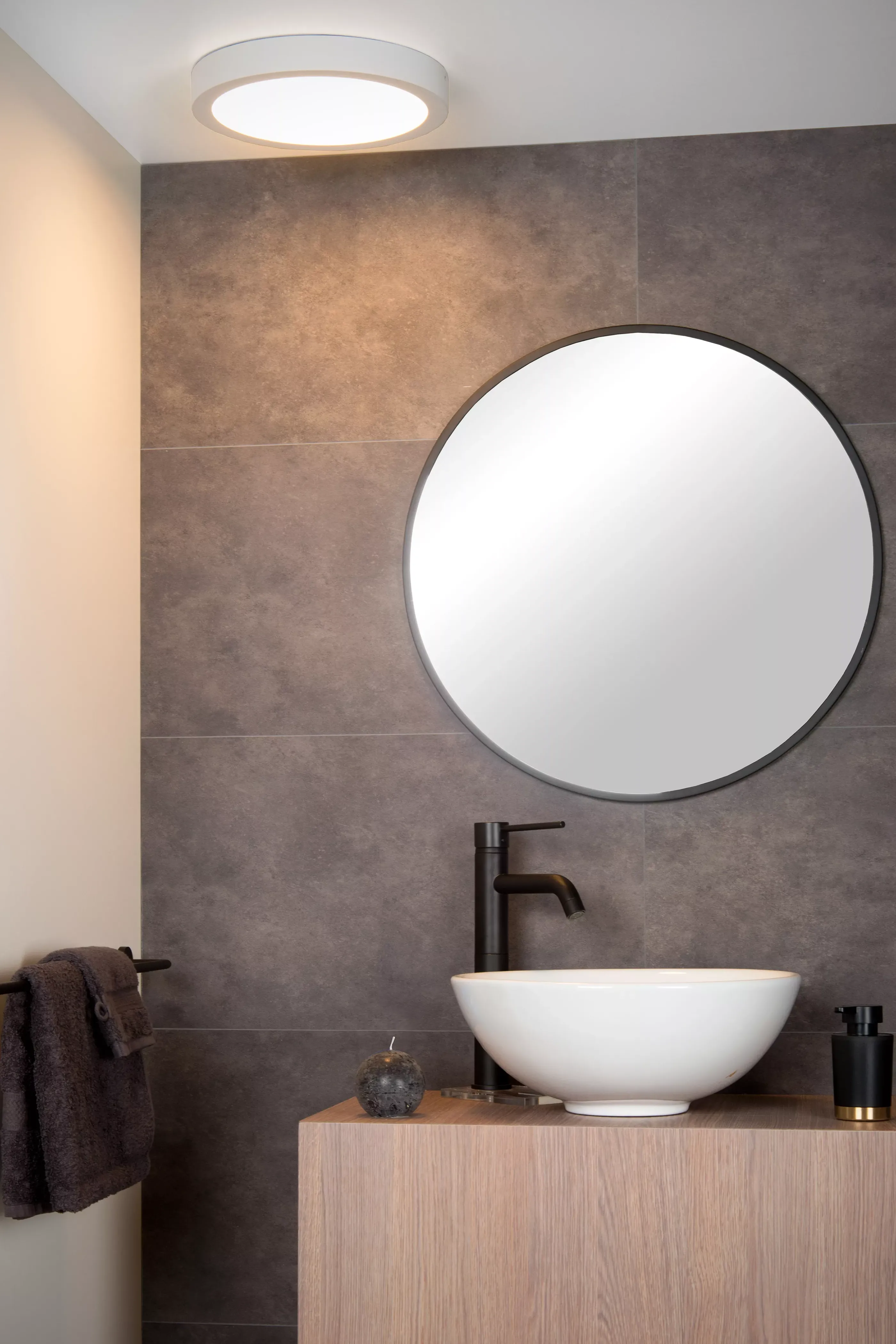Flash Sale BRICE-LED - Plafonnière Badkamer - Ø 30 cm - LED Dimb. - 1x30W 3000K - IP44 - Wit Plafondlampen