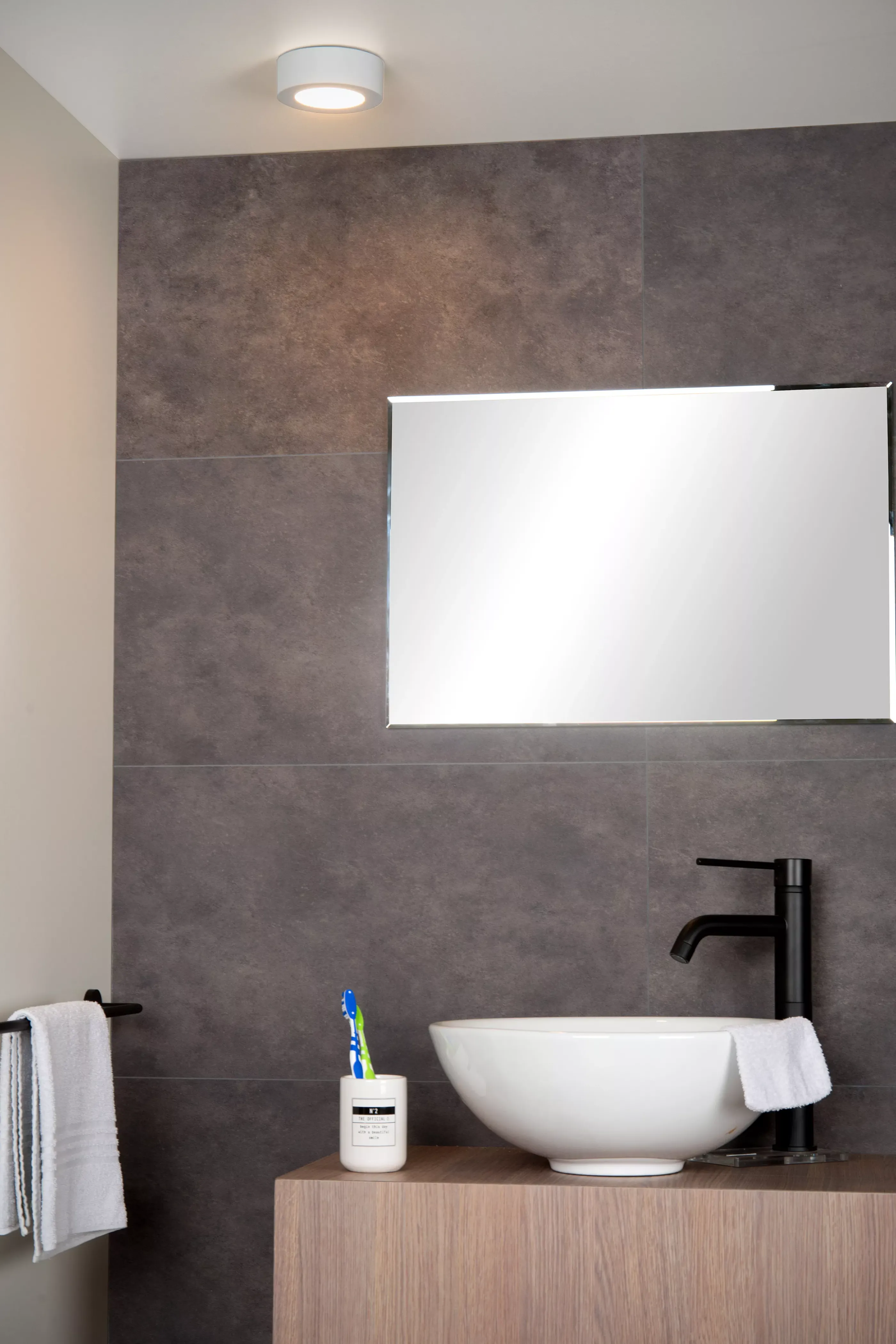 Flash Sale BRICE-LED - Plafonnière Badkamer - Ø 11,7 cm - LED Dimb. - 1x8W 3000K - IP44 - Wit Plafondlampen