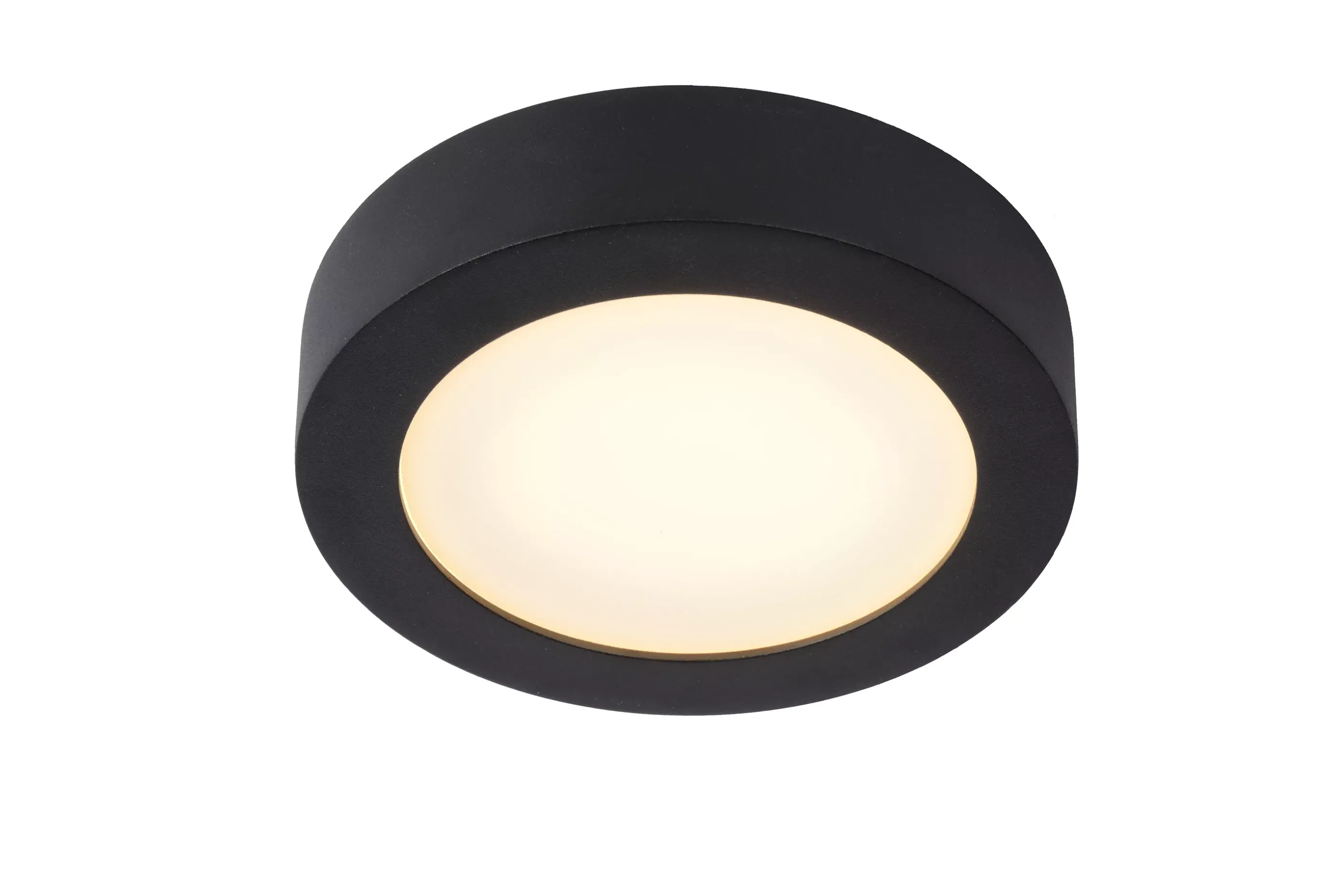 Discount BRICE-LED - Plafonnière Badkamer - Ø 18 cm - LED Dimb. - 1x12W 3000K - IP44 - Zwart Plafondlampen