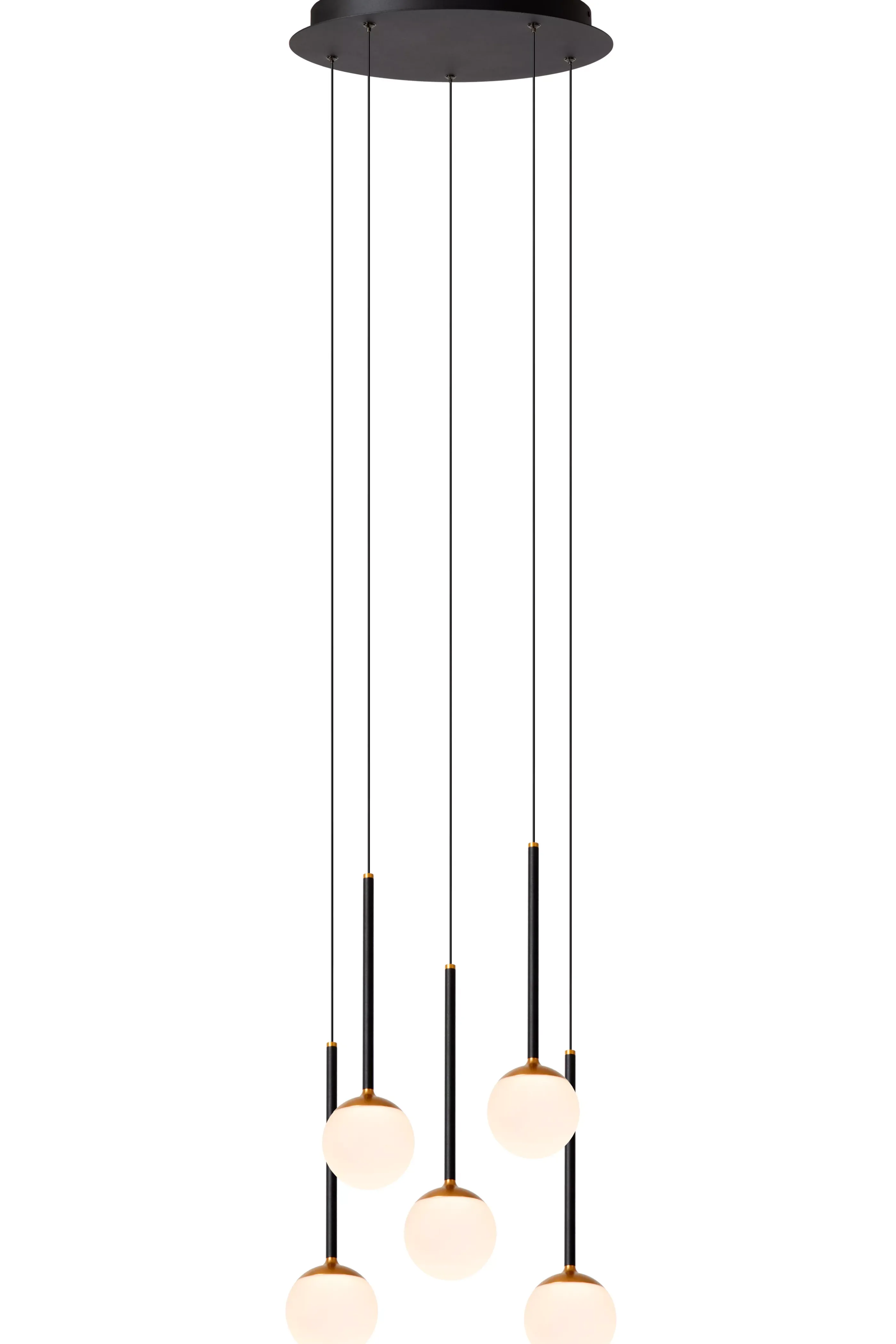 Clearance CALINA - Hanglamp - Ø 42 cm - LED Dimb. - 5x8,2W 2700K - Zwart Hanglampen
