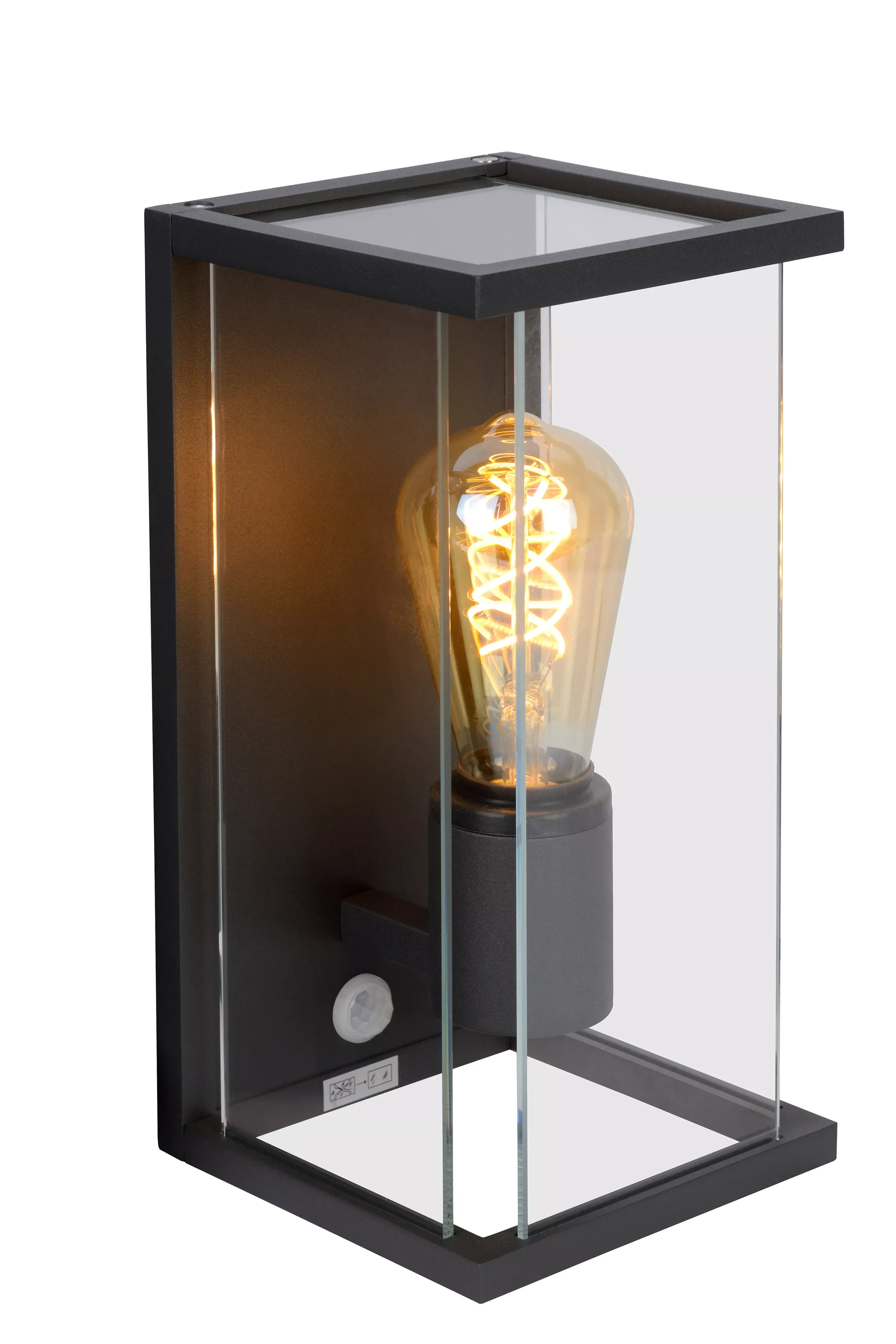 Discount CLAIRE - Wandlamp Binnen/Buiten - 1xE27 - IP54 - Beweging & dag/nacht sensor - Antraciet Wandverlichting Buiten