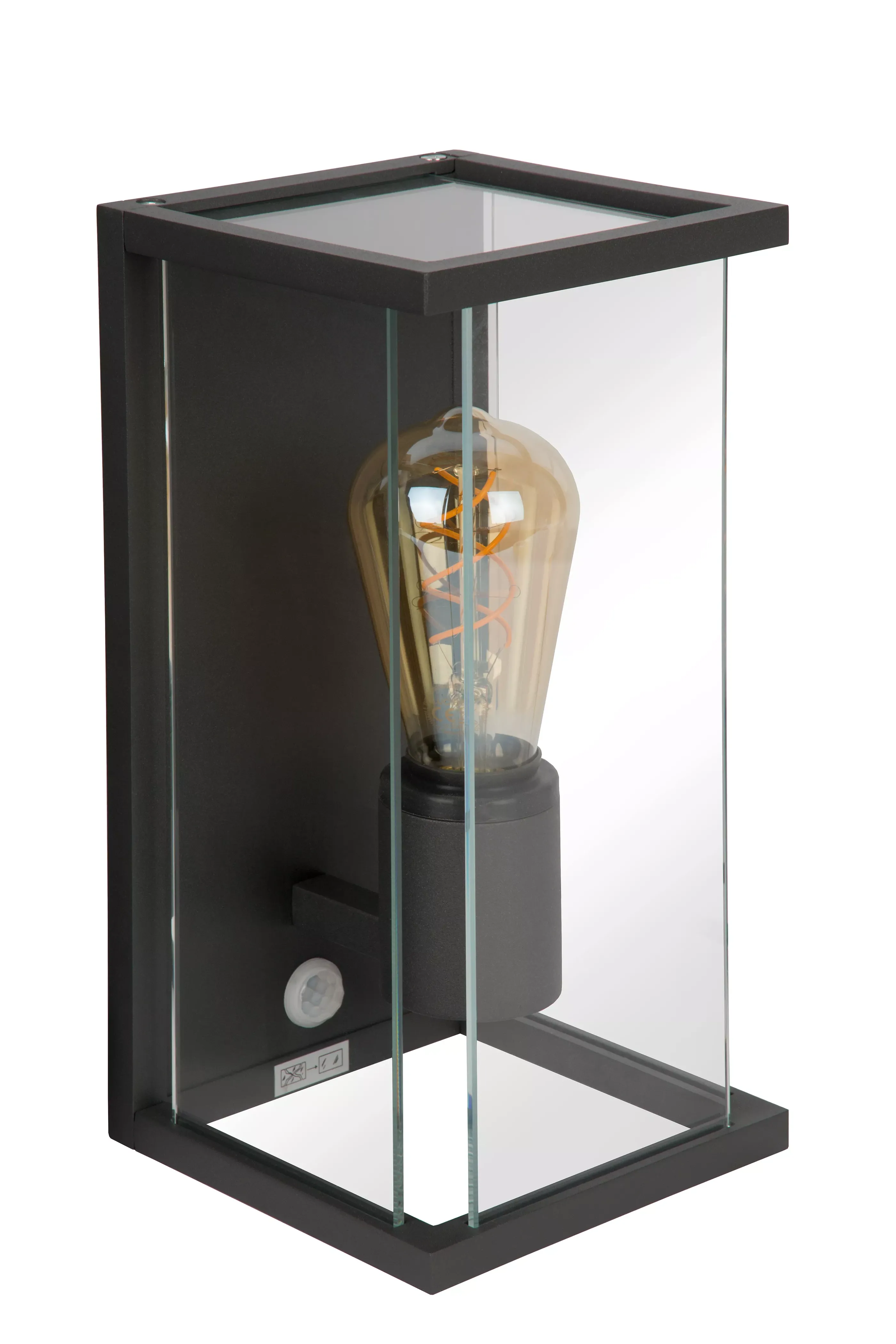 Discount CLAIRE - Wandlamp Binnen/Buiten - 1xE27 - IP54 - Beweging & dag/nacht sensor - Antraciet Wandverlichting Buiten