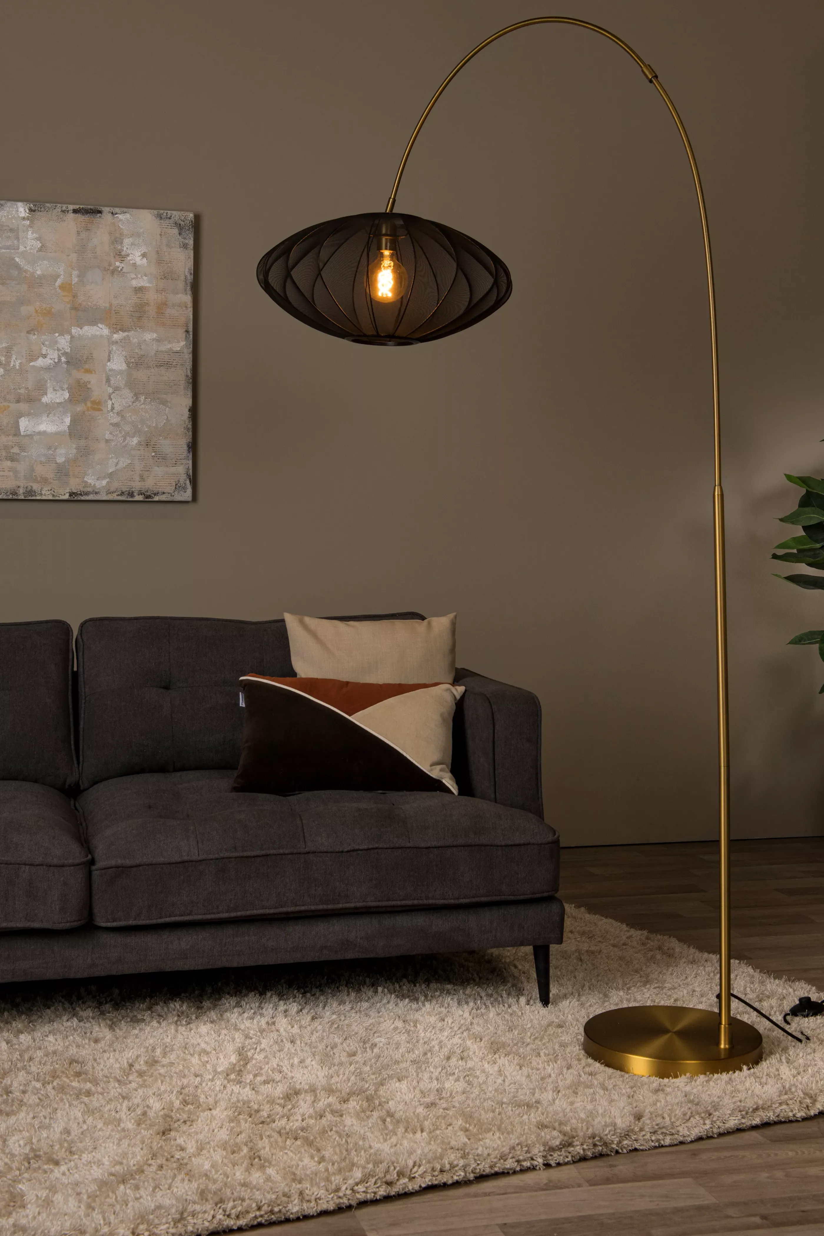 Online CORINA - Booglamp - 1xE27 - Zwart Staande Lampen