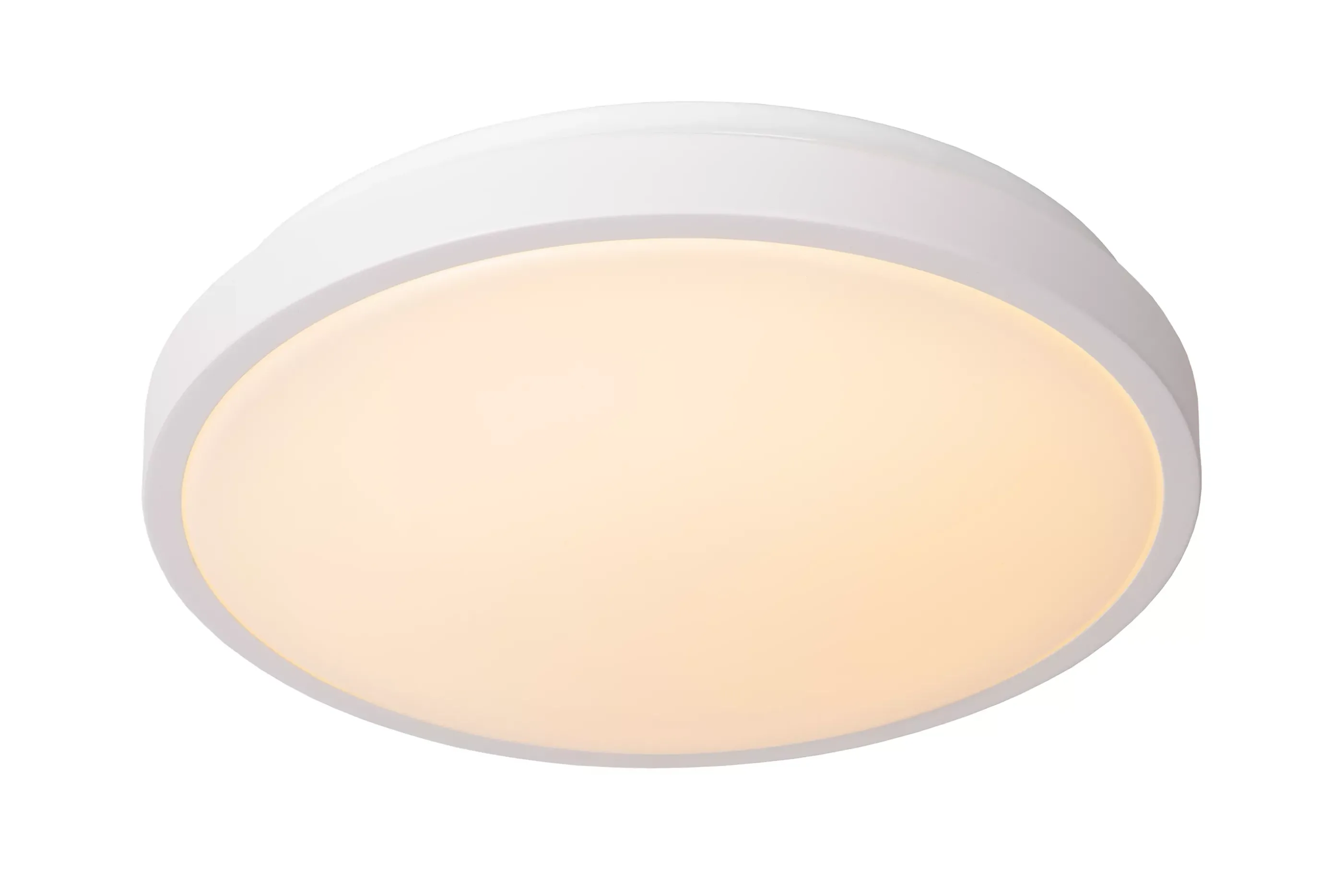 Clearance DASHER - Plafonnière Badkamer - Ø 34,8 cm - LED - 1x18W 2700K - IP44 - Beweging & dag/nacht sensor - Wit Plafondlampen