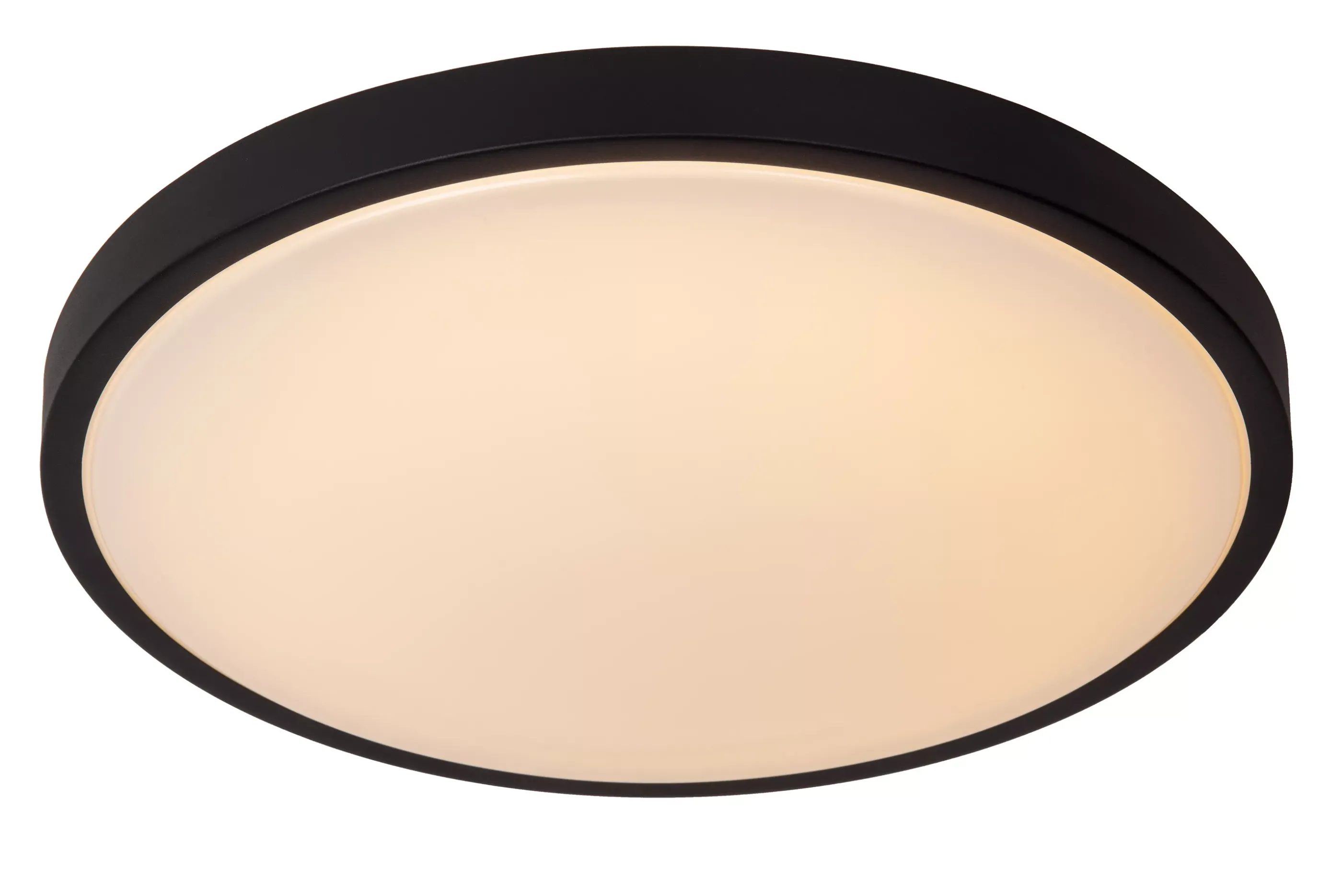 Flash Sale DASHER - Plafonnière Badkamer - Ø 41 cm - LED - 1x24W 2700K - IP44 - Beweging & dag/nacht sensor - Zwart Plafondlampen