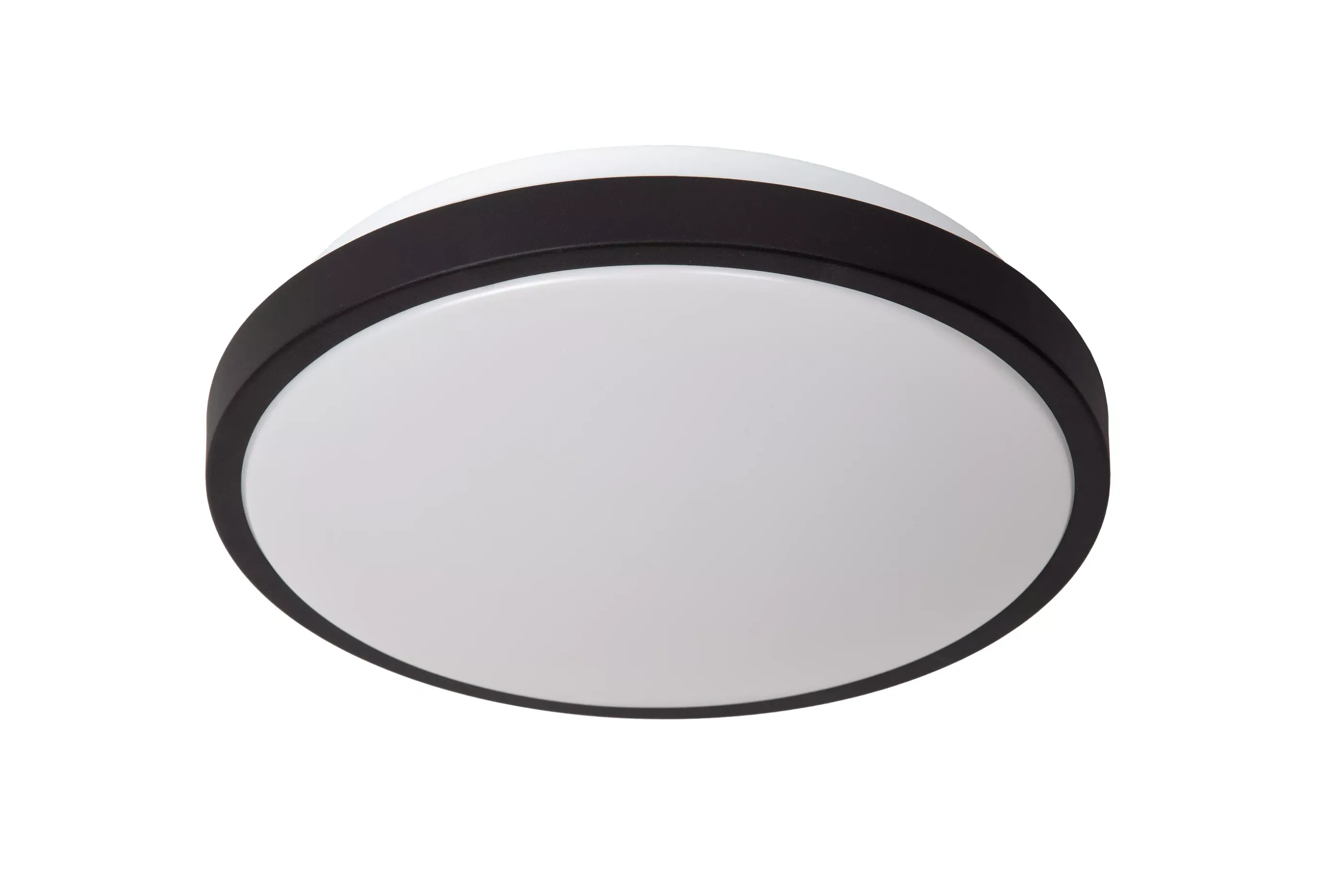 Discount DASHER - Plafonnière Badkamer - Ø 29,3 cm - LED - 1x12W 2700K - IP44 - Beweging & dag/nacht sensor - Zwart Plafondlampen