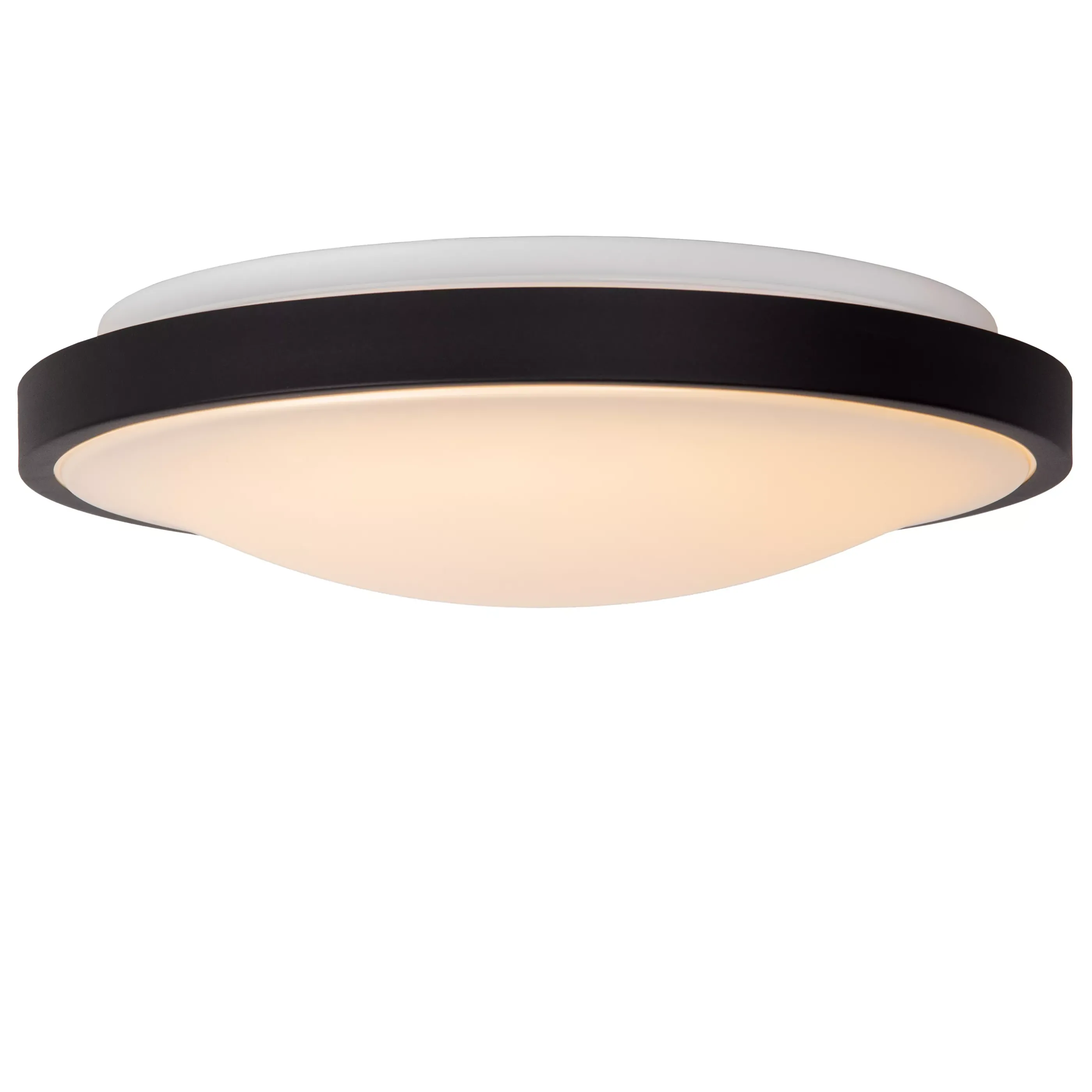 Flash Sale DASHER - Plafonnière Badkamer - Ø 41 cm - LED - 1x24W 2700K - IP44 - Beweging & dag/nacht sensor - Zwart Plafondlampen