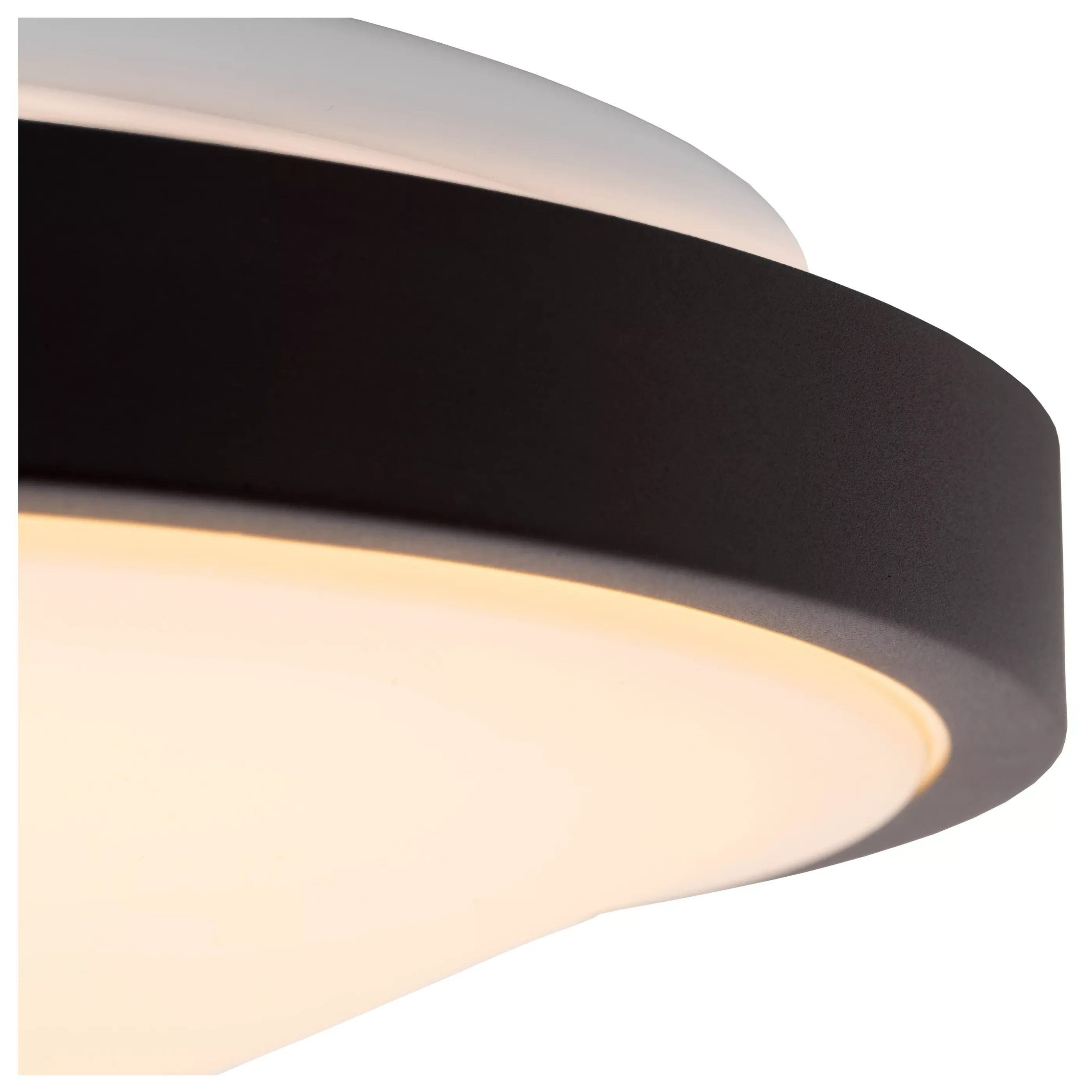 Flash Sale DASHER - Plafonnière Badkamer - Ø 41 cm - LED - 1x24W 2700K - IP44 - Beweging & dag/nacht sensor - Zwart Plafondlampen