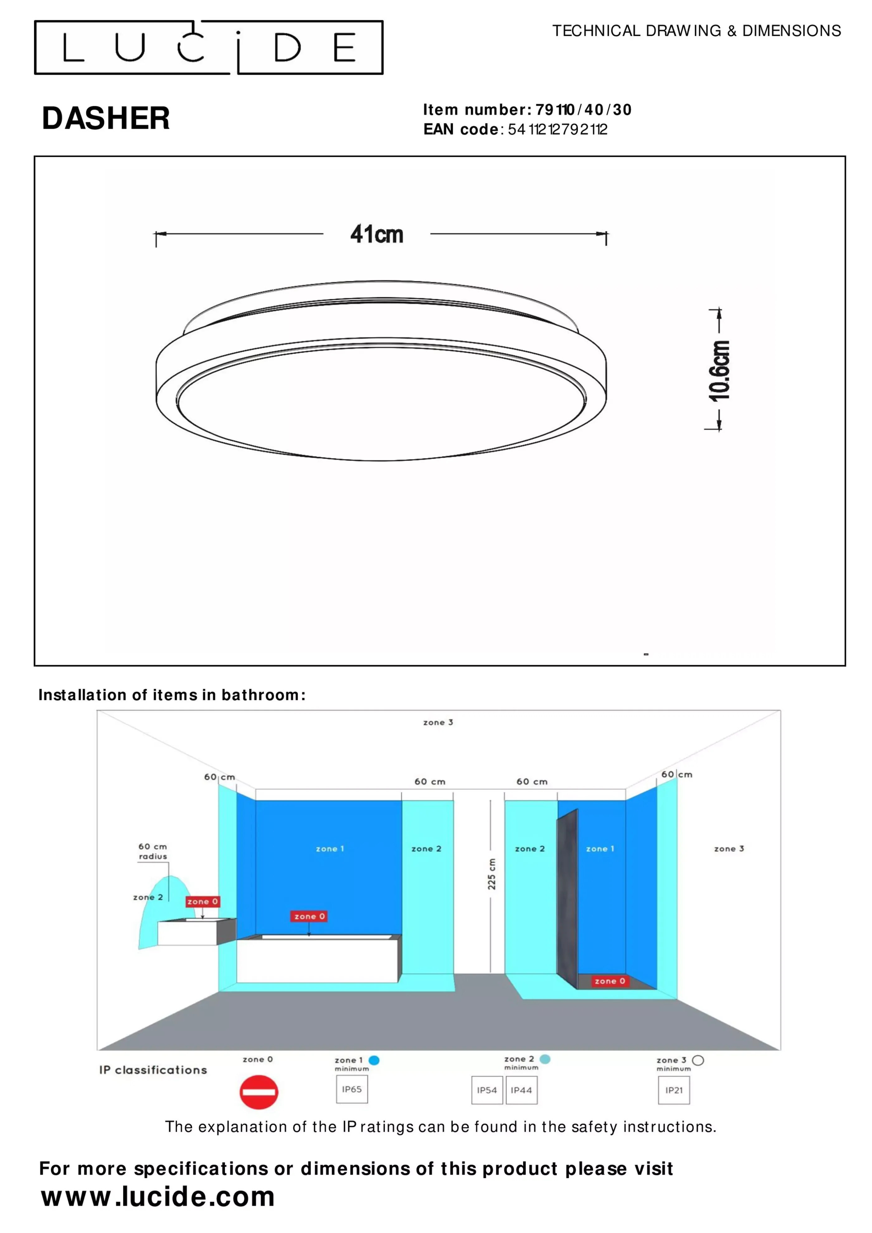 Flash Sale DASHER - Plafonnière Badkamer - Ø 41 cm - LED - 1x24W 2700K - IP44 - Beweging & dag/nacht sensor - Zwart Plafondlampen