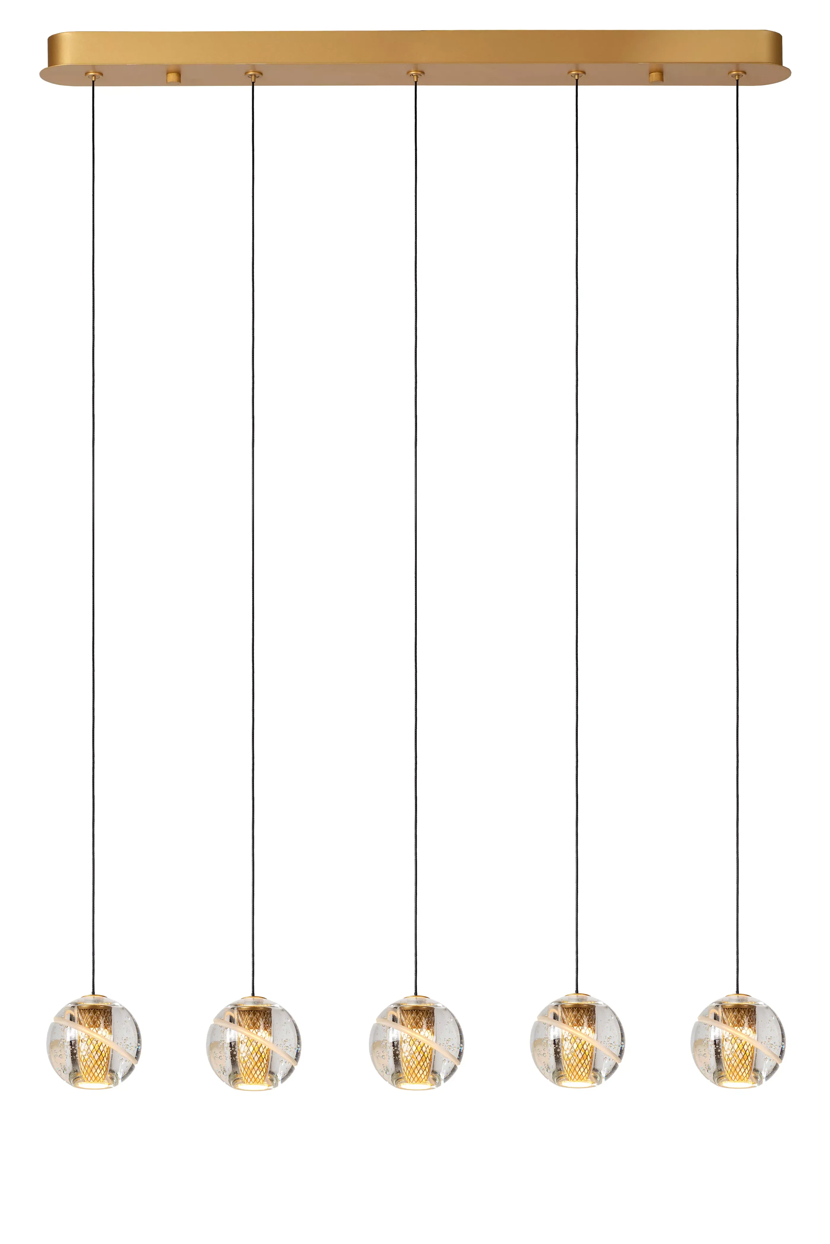 Flash Sale DILENKO - Hanglamp - LED Dimb. - 5x3,5W 2700K - Mat Goud / Messing Hanglampen
