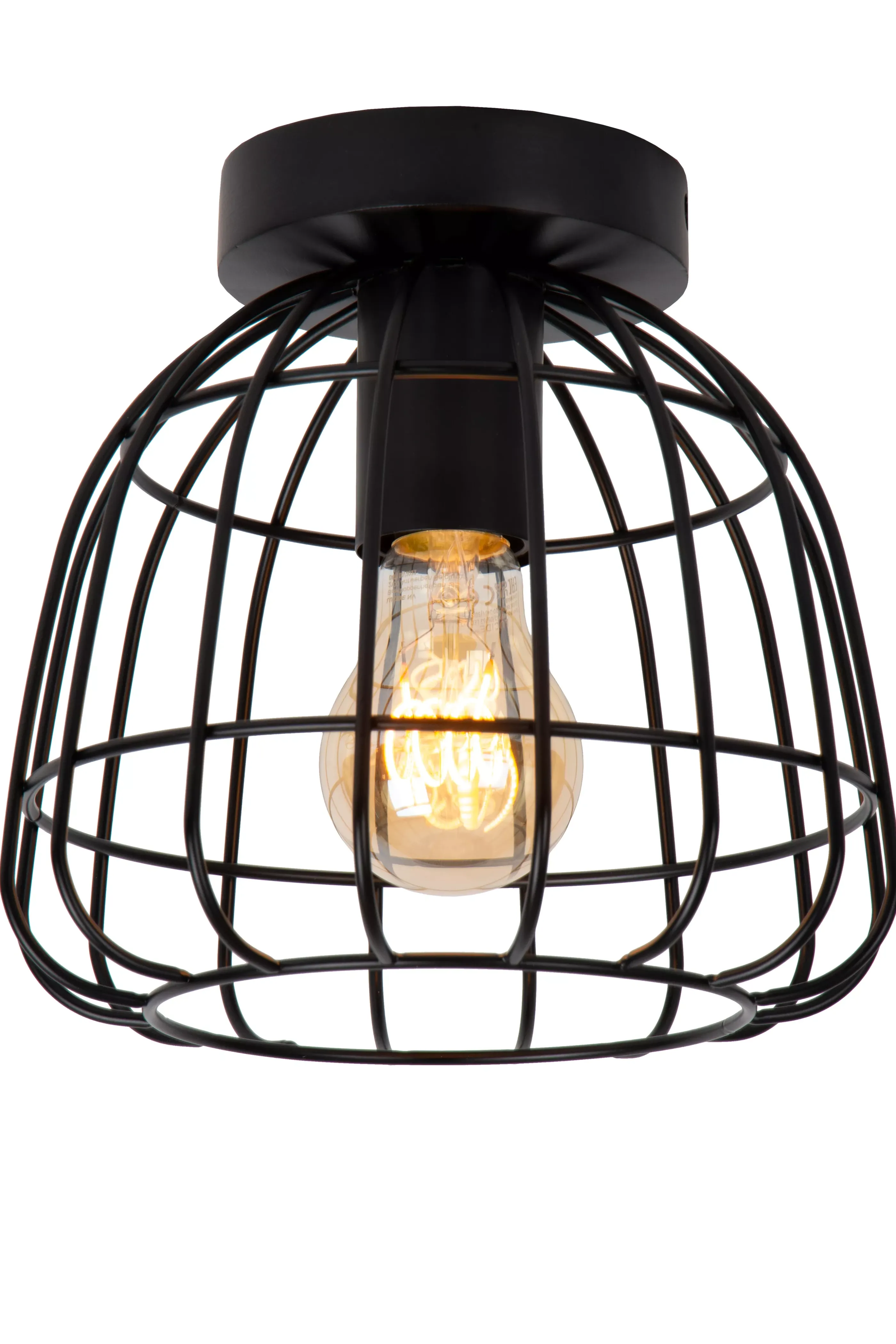 Online FILOX - Plafonnière - Ø 20 cm - 1xE27 - Zwart Plafondlampen