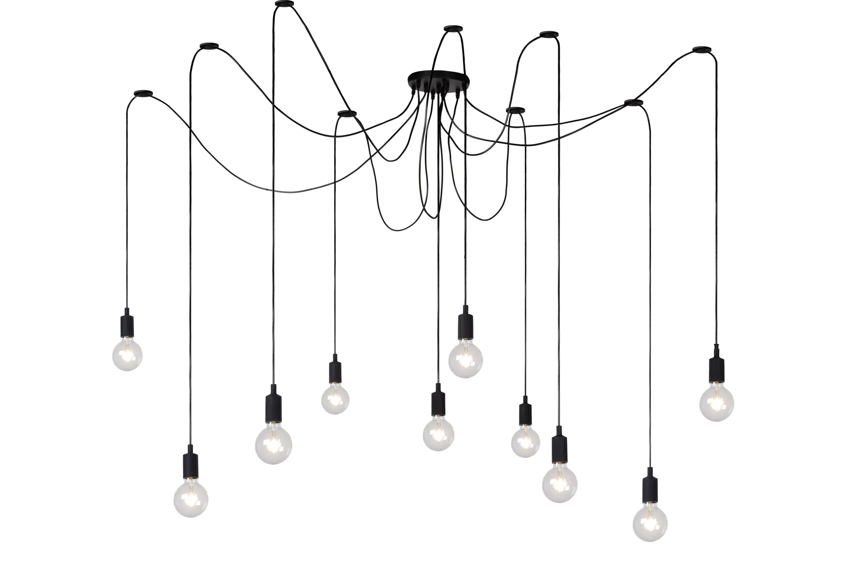 New FIX - Hanglamp - 10xE27 - Zwart Hanglampen