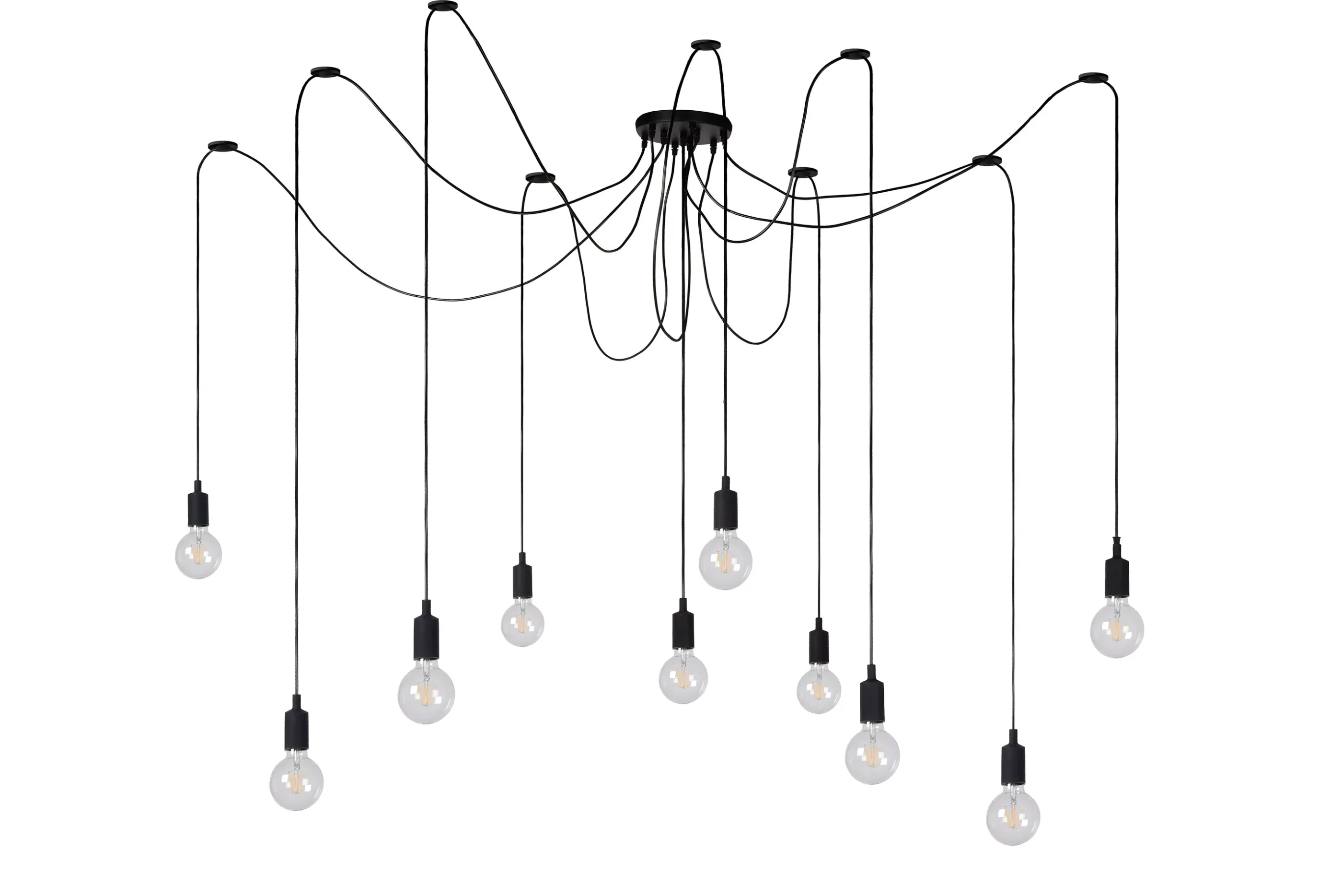New FIX - Hanglamp - 10xE27 - Zwart Hanglampen