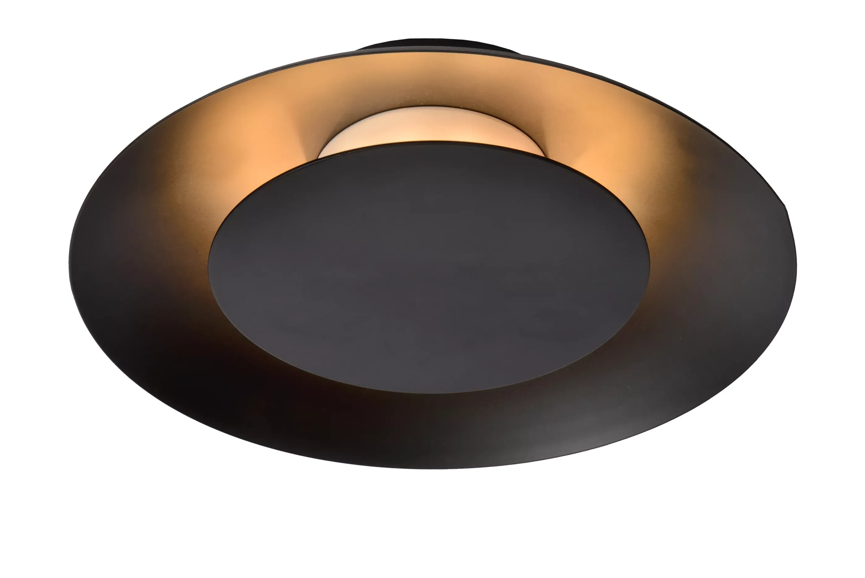 Online FOSKAL - Plafonnière - Ø 21,5 cm - LED - 1x6W 2700K - Zwart Plafondlampen