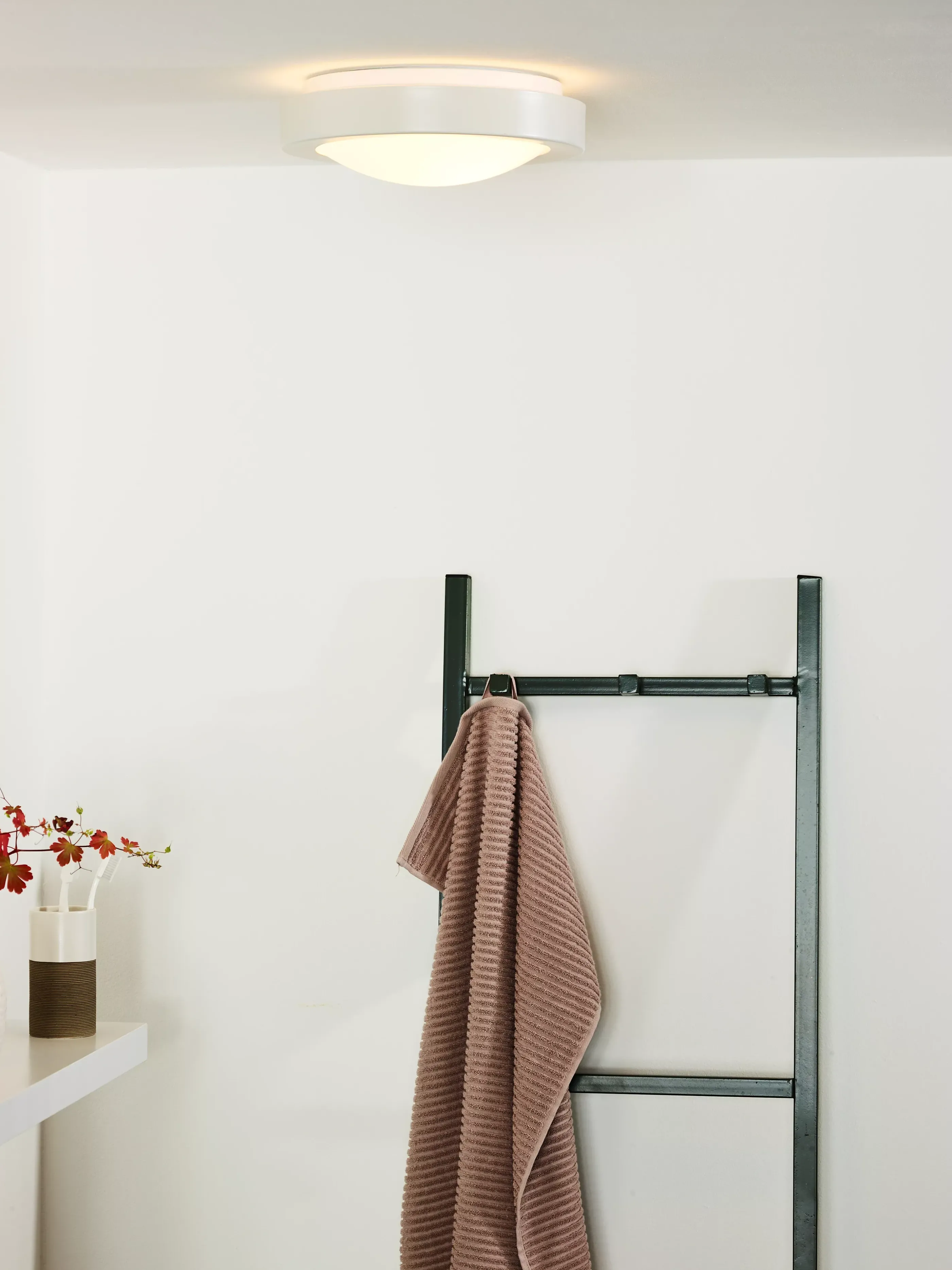 New FRESH - Plafonnière Badkamer - Ø 27 cm - 1xE27 - IP44 - Wit Plafondlampen