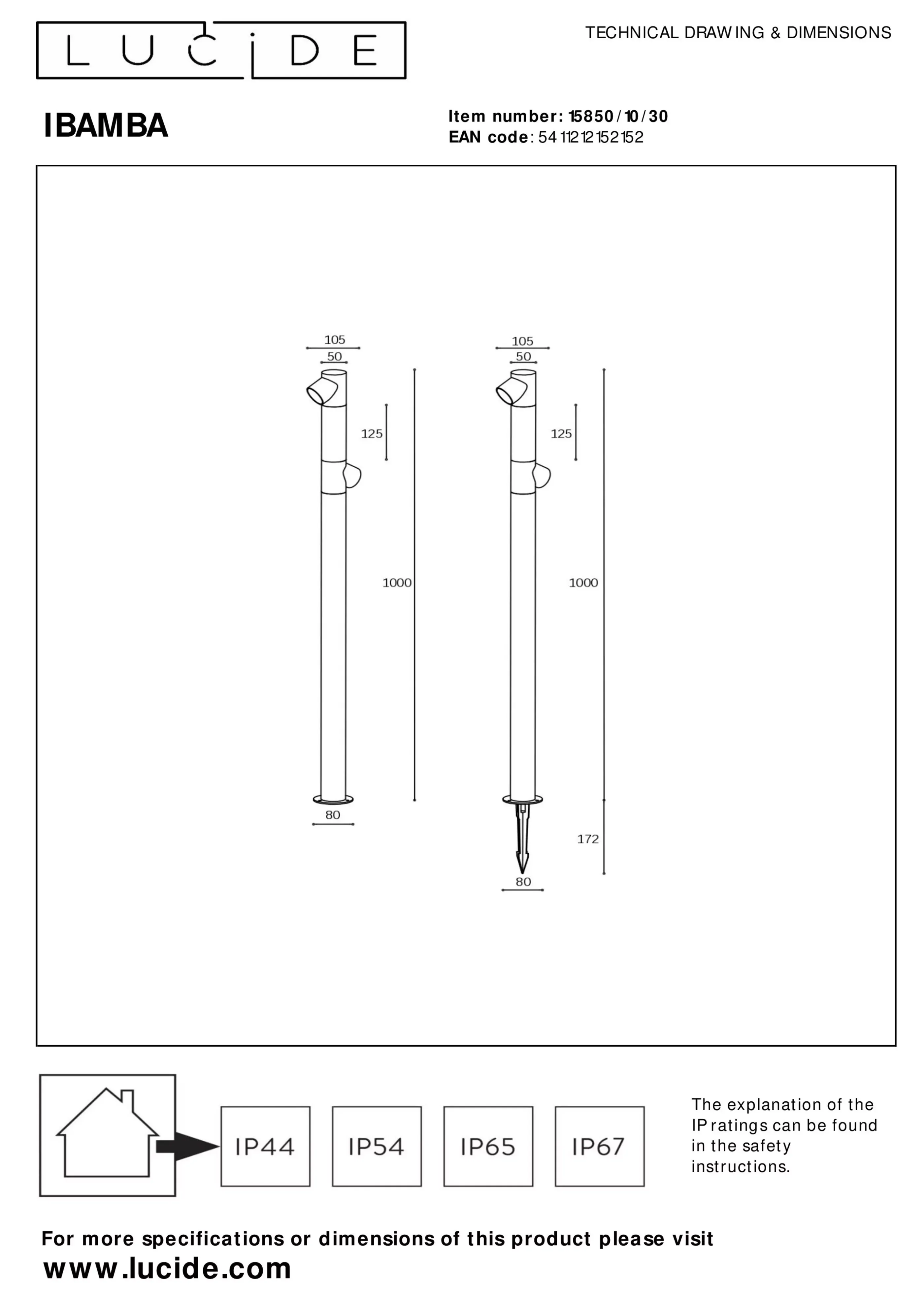 Fashion IBAMBA - Sokkellamp - LED - 2x6W 3000K - IP65 - Zwart Sokkellampen