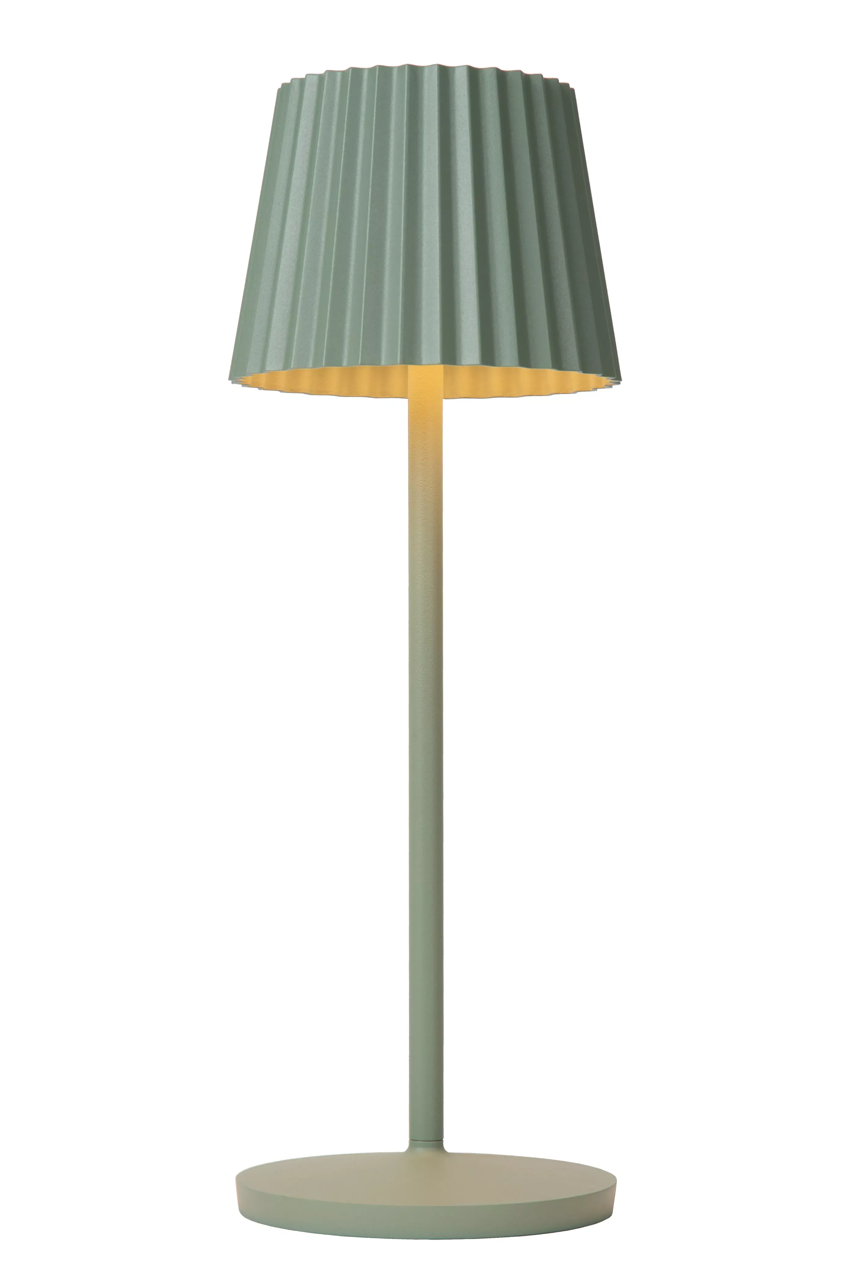 Discount JUSTINE - Oplaadbare Tafellamp Binnen/Buiten - Accu/Batterij - LED Dimb. - 1x2W 2700K - IP54 - Met draadloos oplaadstation - Groen Tafellampen Buiten