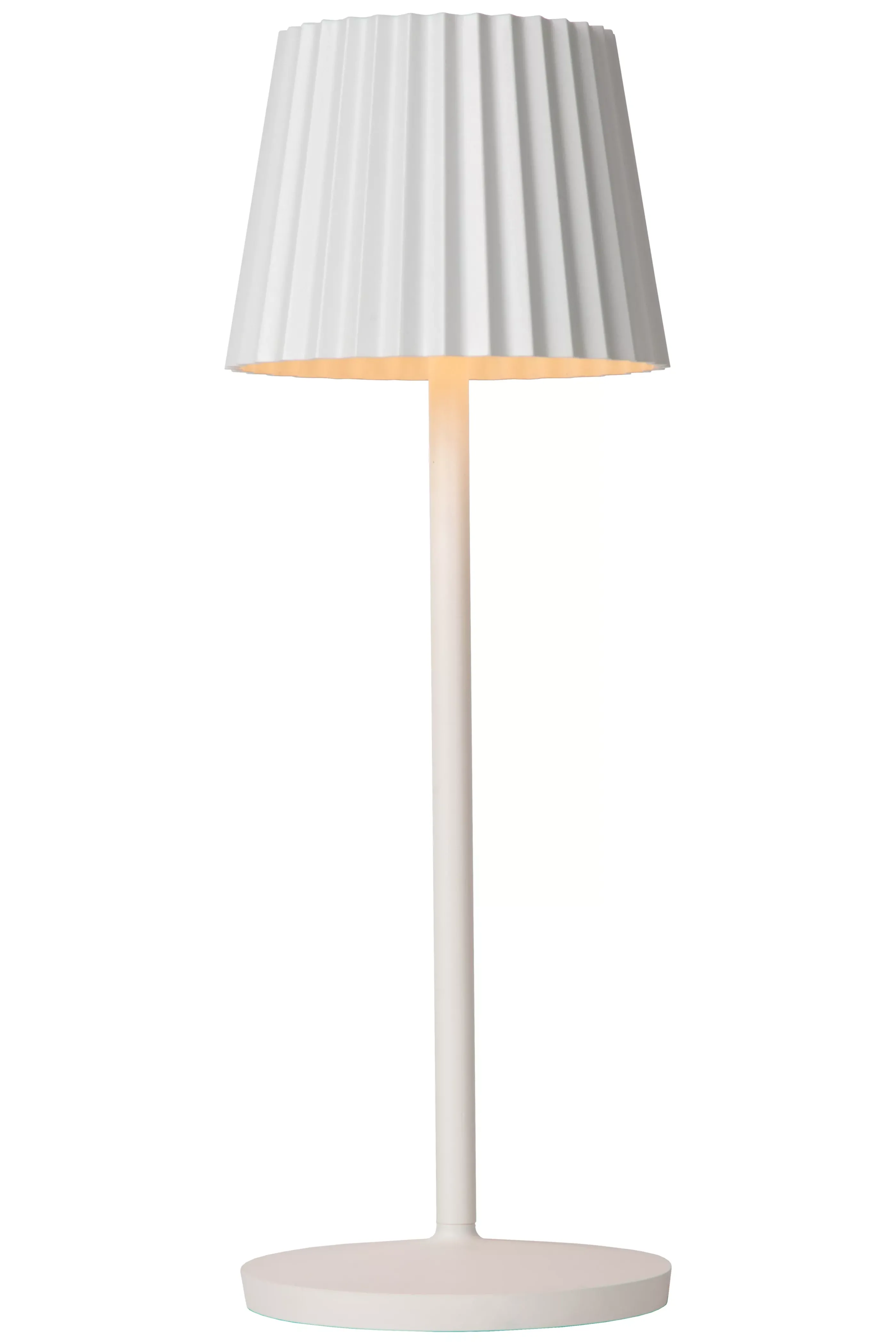New JUSTINE - Oplaadbare Tafellamp Binnen/Buiten - Accu/Batterij - LED Dimb. - 1x2W 2700K - IP54 - Met draadloos oplaadstation - Wit Tafellampen Buiten