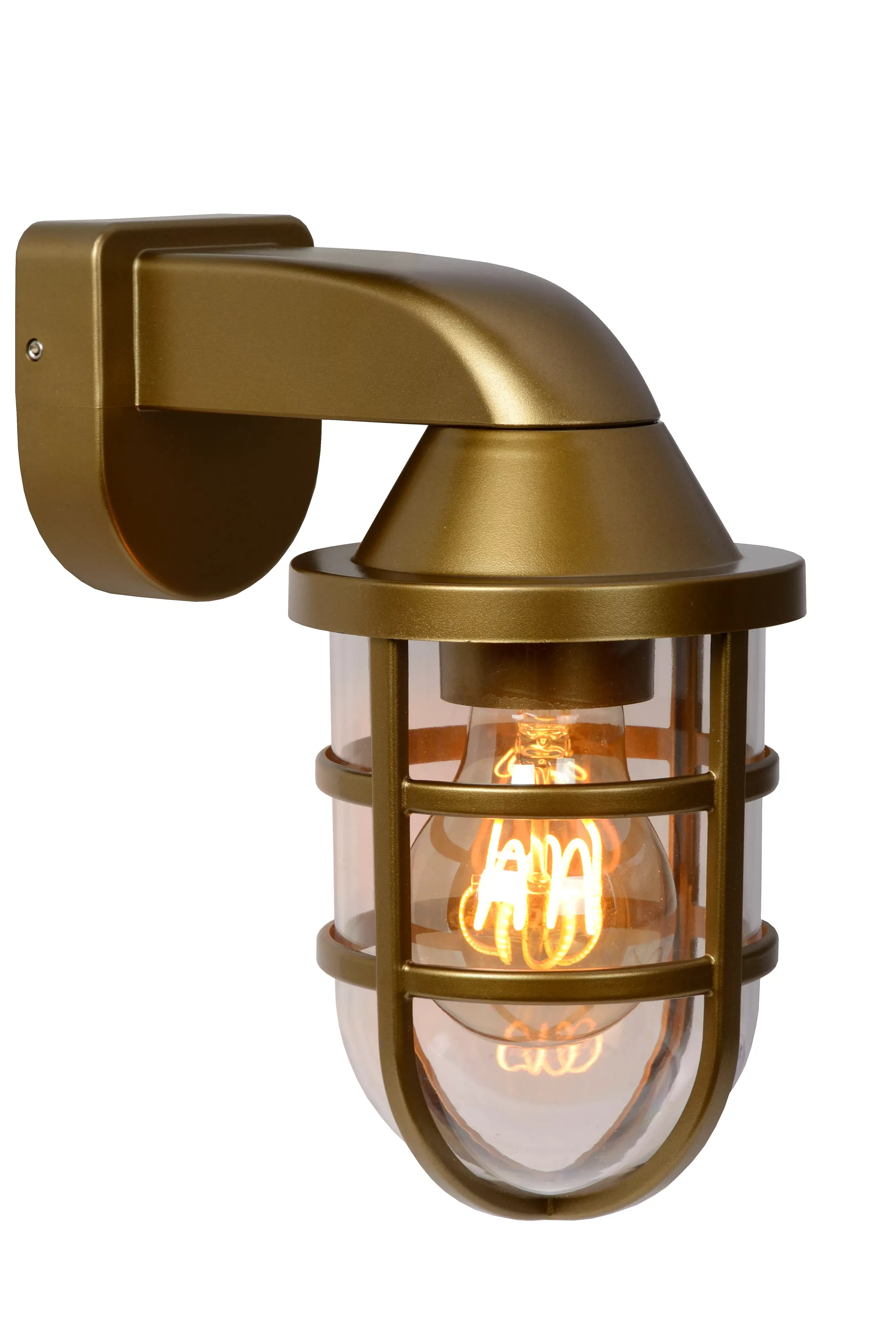 Fashion LEWIS - Wandlamp Binnen/Buiten - 1xE27 - IP44 - Mat Goud / Messing Wandverlichting Buiten