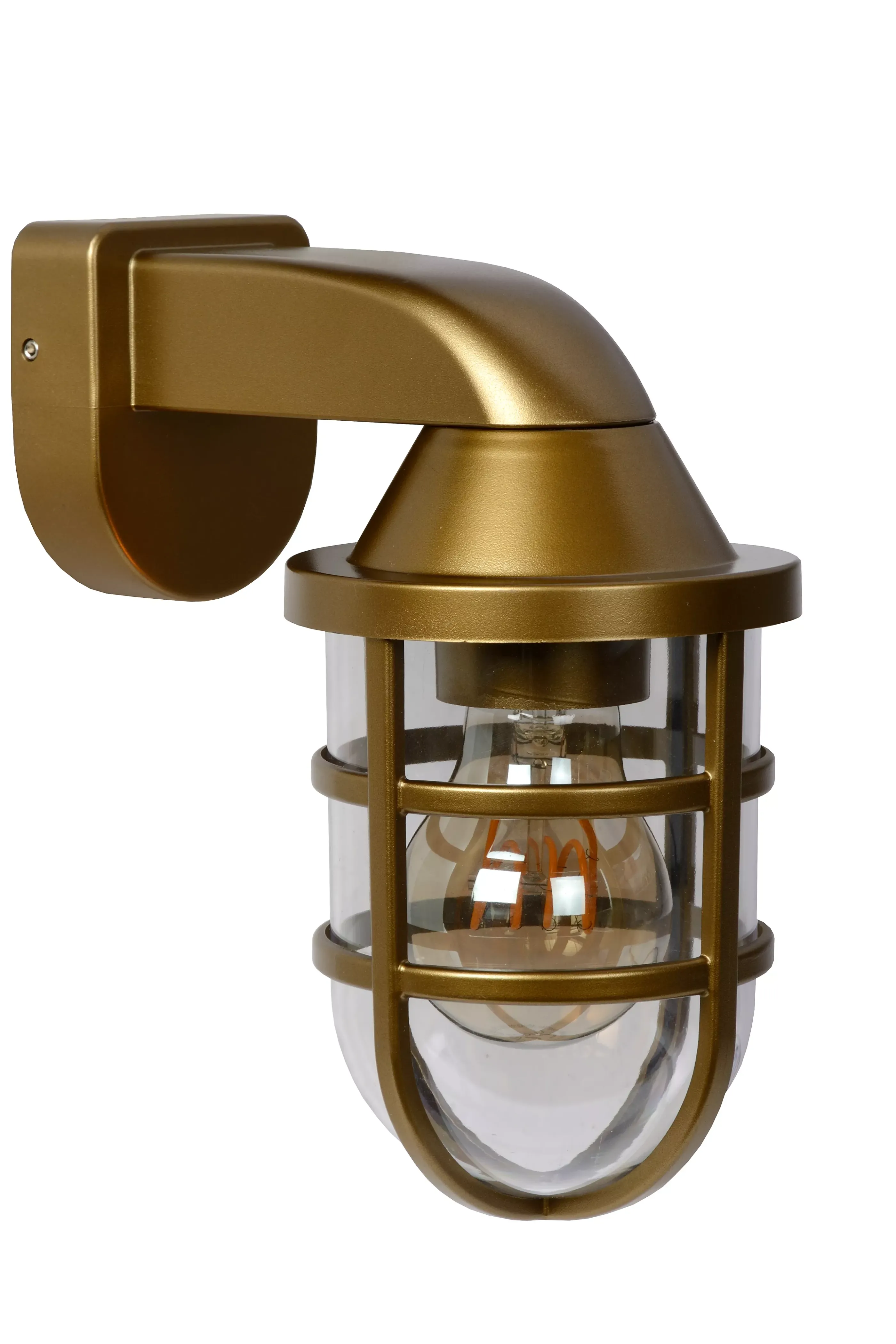 Fashion LEWIS - Wandlamp Binnen/Buiten - 1xE27 - IP44 - Mat Goud / Messing Wandverlichting Buiten