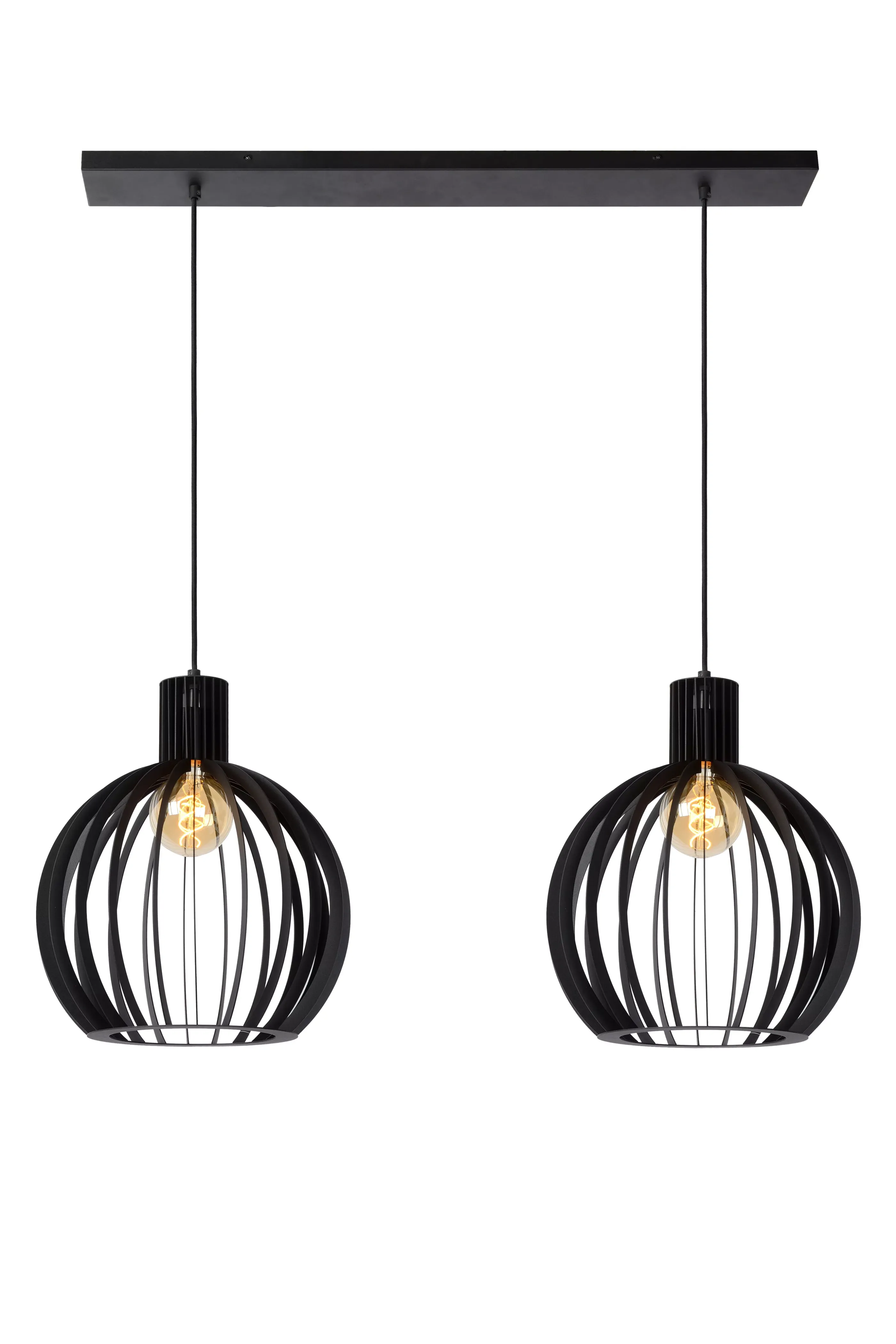 Outlet MIKAELA - Hanglamp - 2xE27 - Zwart Hanglampen
