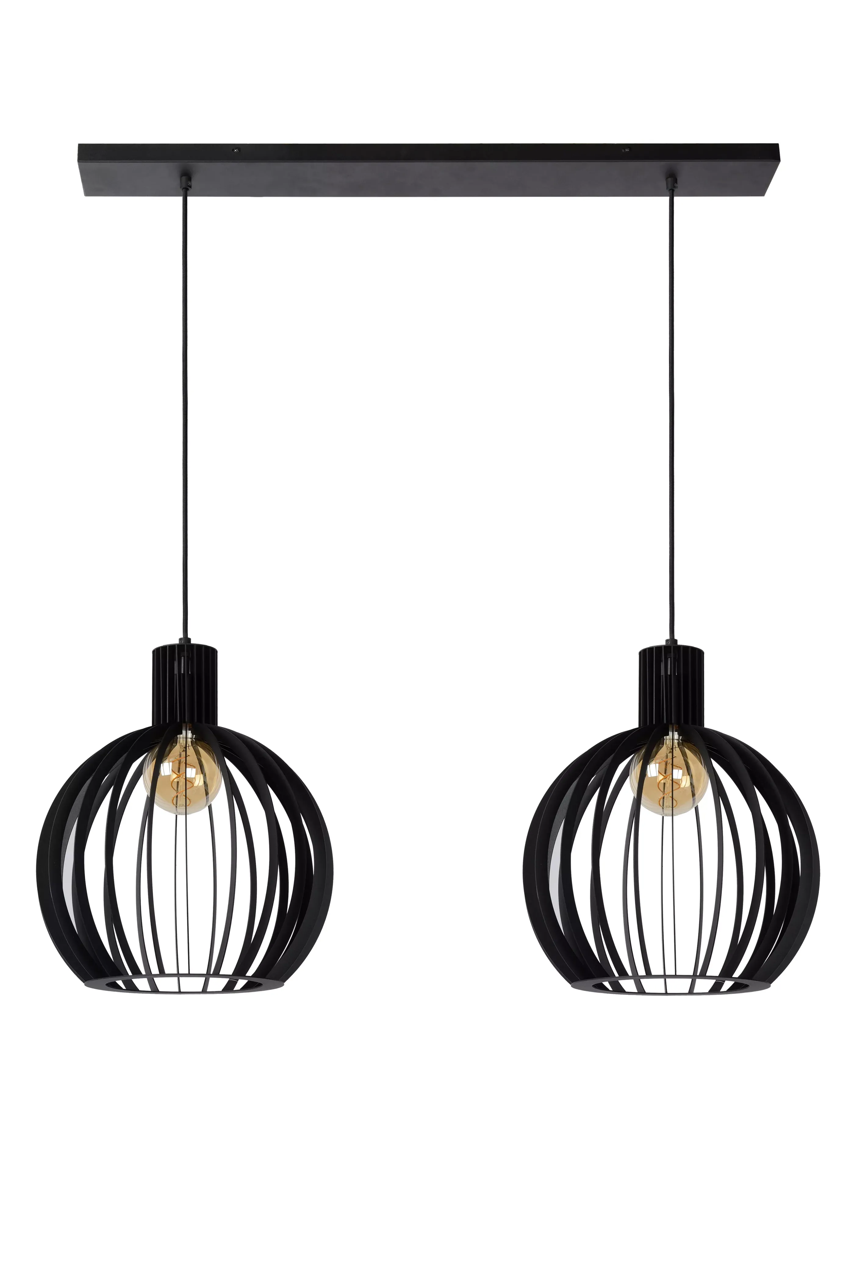Outlet MIKAELA - Hanglamp - 2xE27 - Zwart Hanglampen