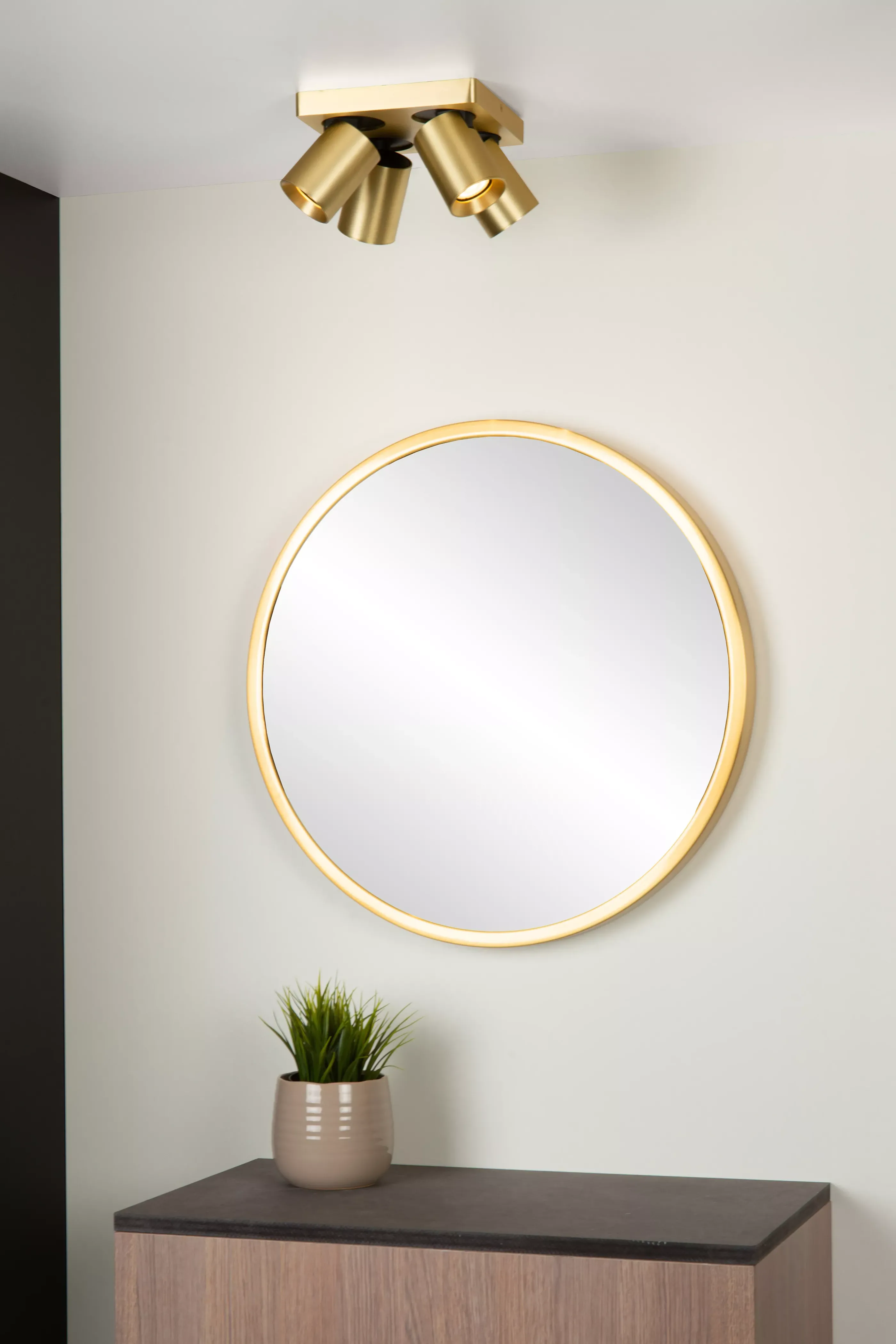 Flash Sale NIGEL - Plafondspot - LED Dim to warm - GU10 - 4x5W 2200K/3000K - Mat Goud / Messing Plafondlampen