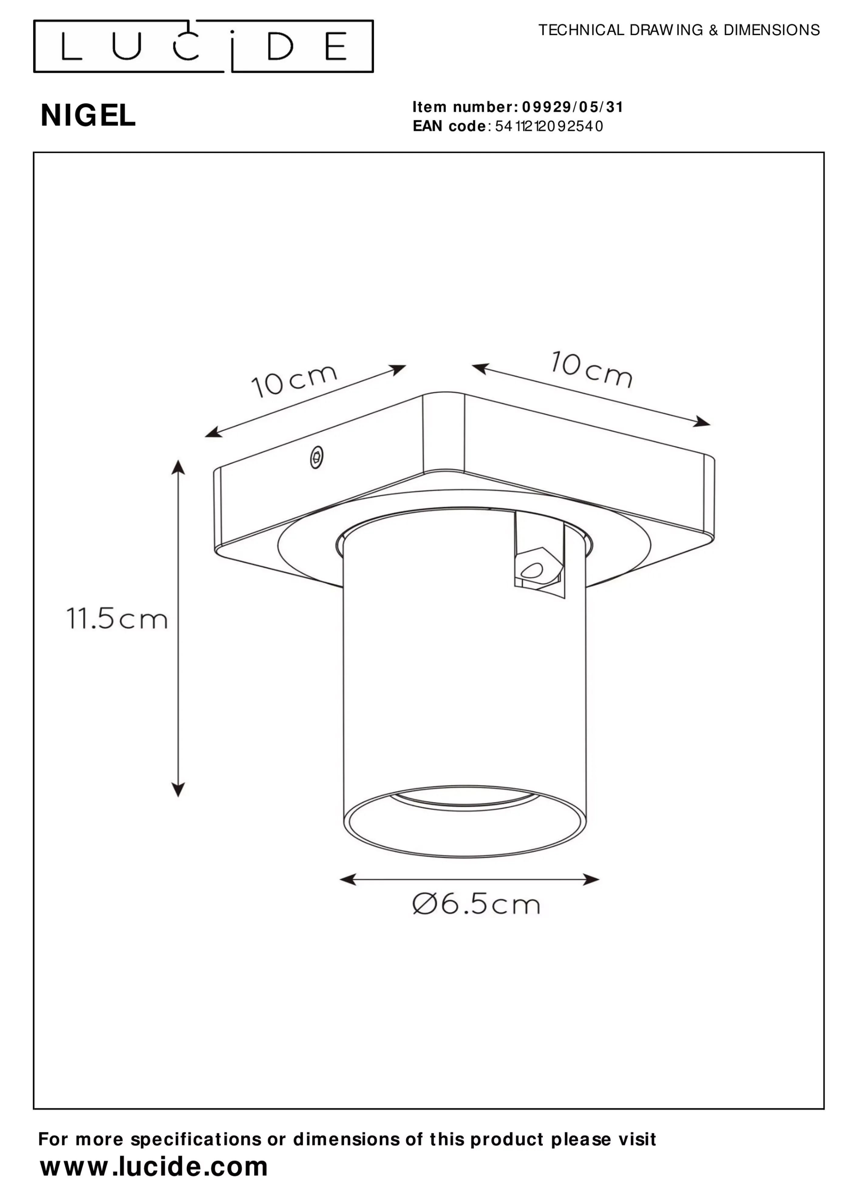 Flash Sale NIGEL - Plafondspot - LED Dim to warm - GU10 - 1x5W 2200K/3000K - Wit Plafondlampen