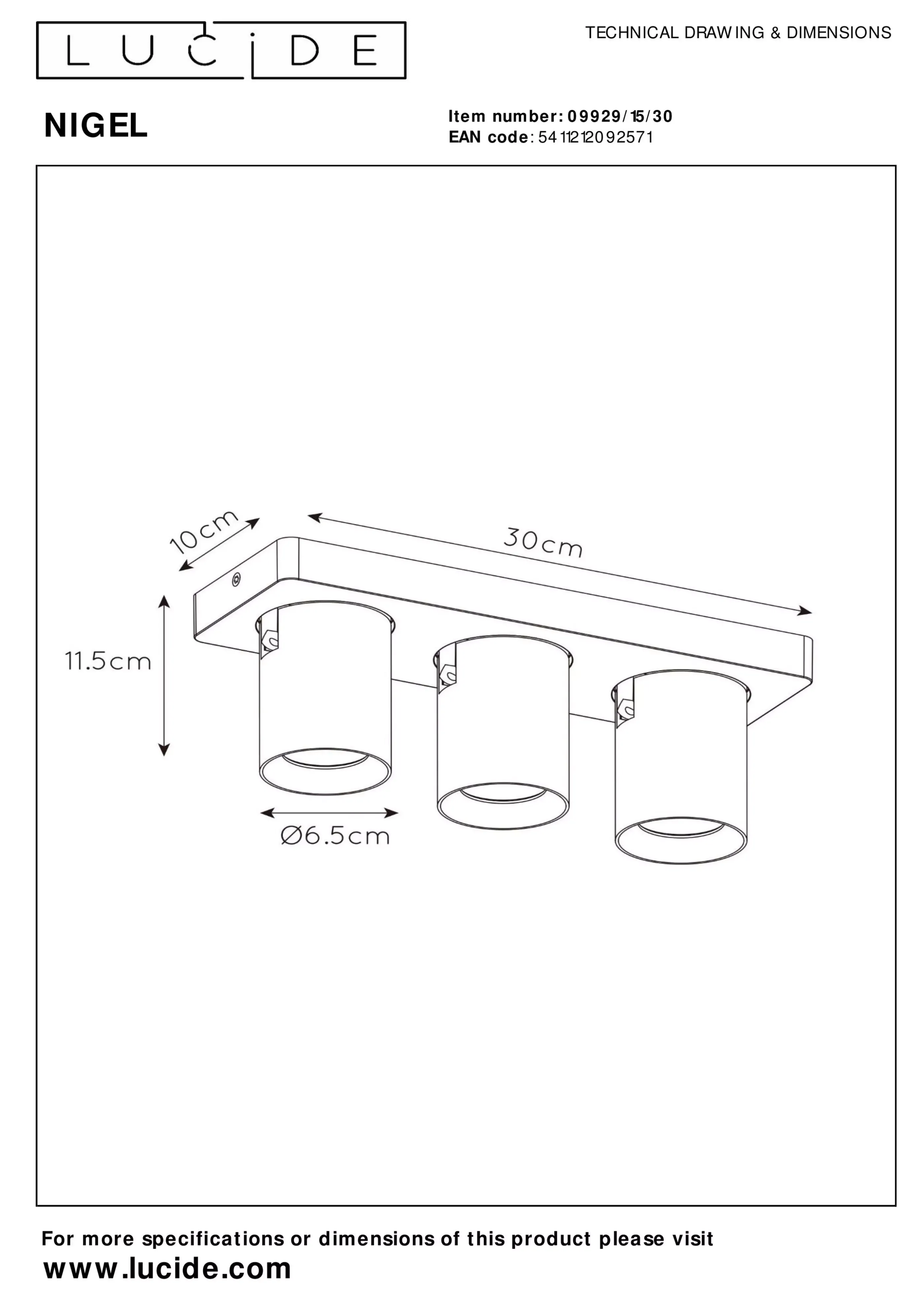 Flash Sale NIGEL - Plafondspot - LED Dim to warm - GU10 - 3x5W 2200K/3000K - Zwart Plafondlampen