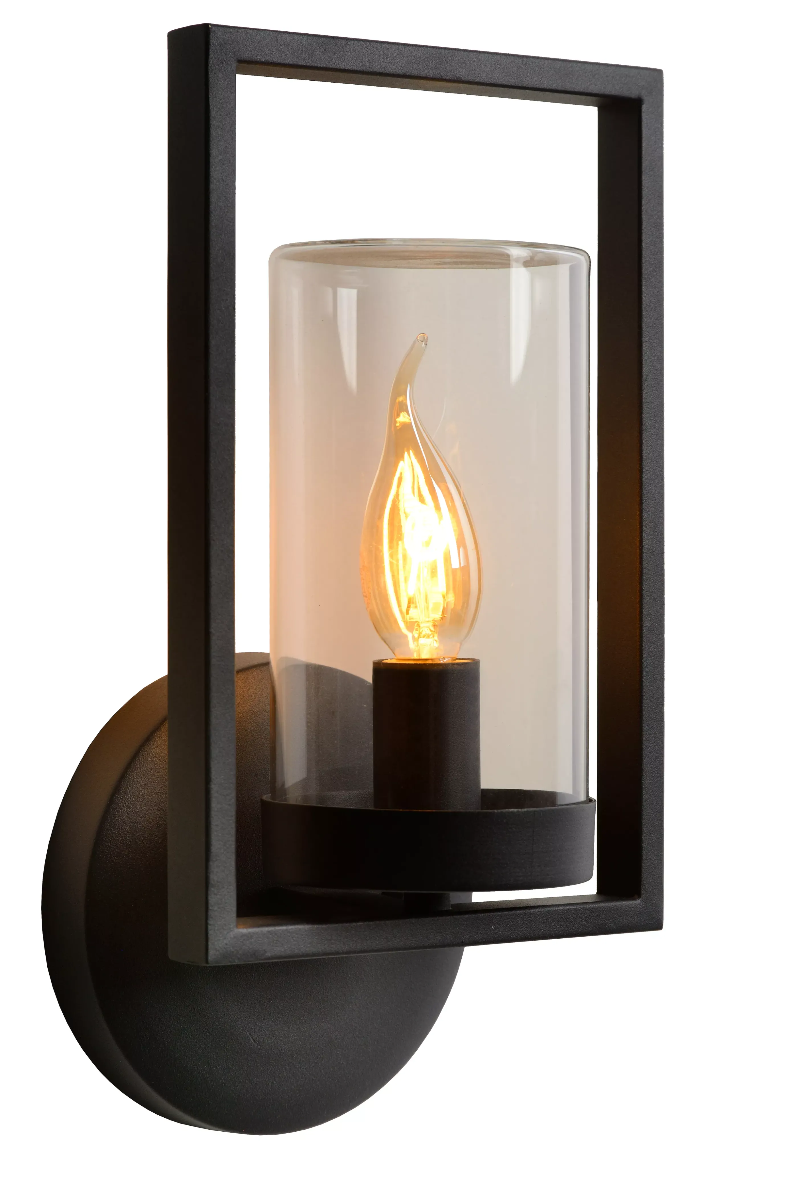 Clearance NISPEN - Wandlamp Binnen/Buiten - 1xE14 - IP44 - Zwart Wandverlichting Buiten