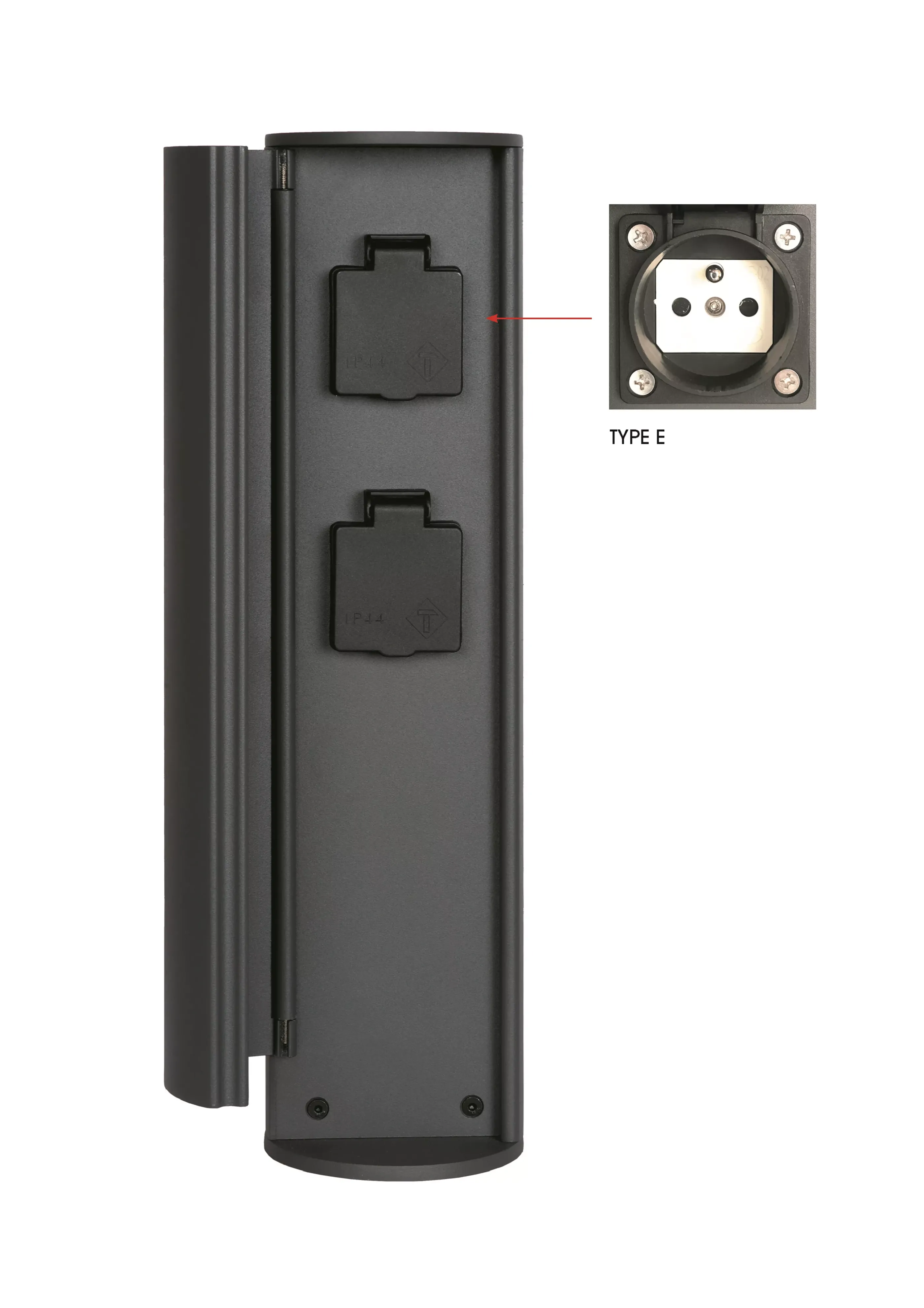 Flash Sale POWERPOINT - Buitenstopcontact zuil - Stopcontacten met penaarde - Type E - FR, BE, POL, SVK & CZE norm - Ø 10 cm - IP44 ? Antraciet Buitenstopcontacten