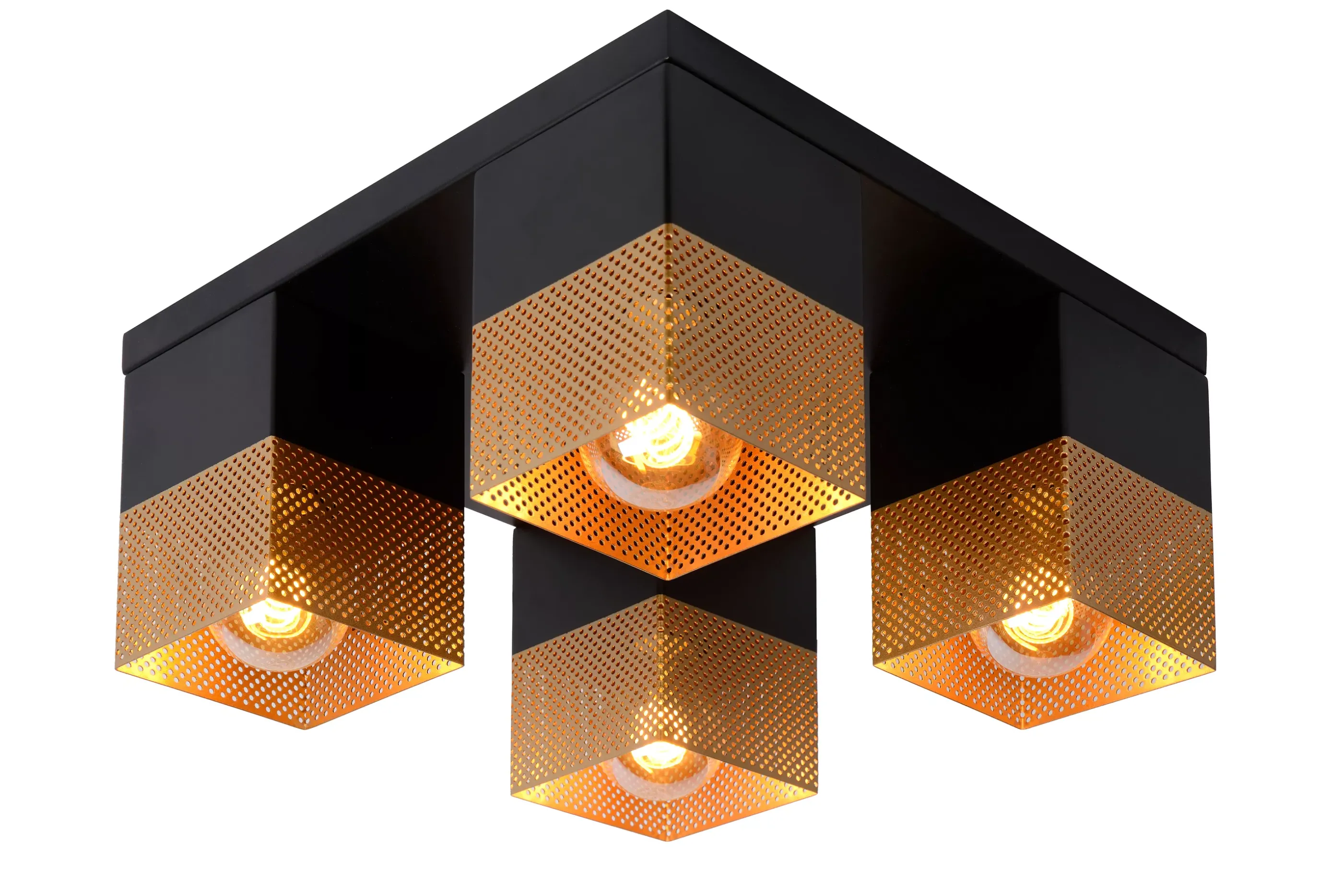 Outlet RENATE - Plafonnière - 4xE27 - Mat Goud / Messing Plafondlampen