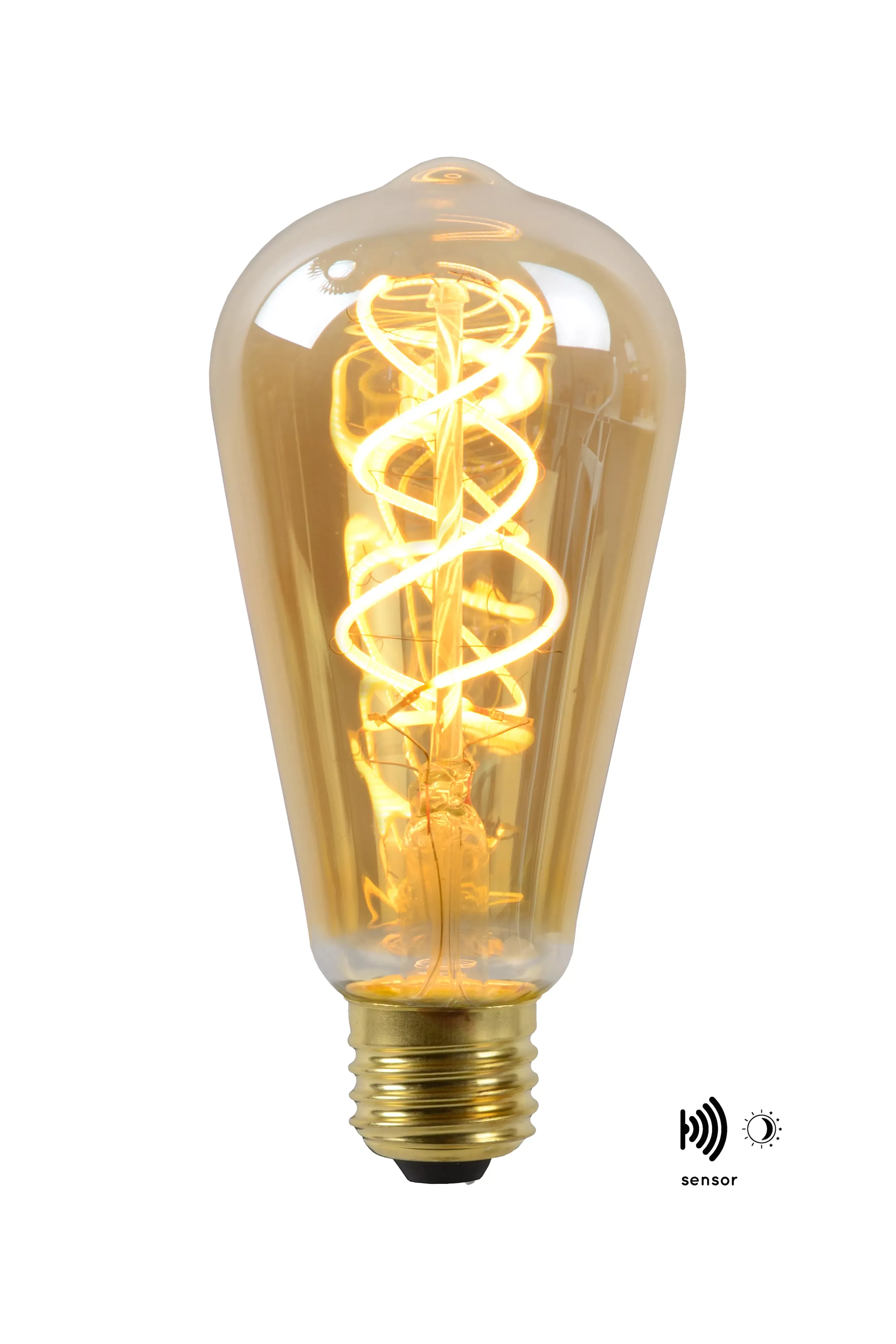 Online ST64 TWILIGHT SENSOR - Filament lamp - Ø 6,4 cm - LED - E27 - 1x4W 2200K - Dag/nacht sensor - Amber Kooldraadlampen