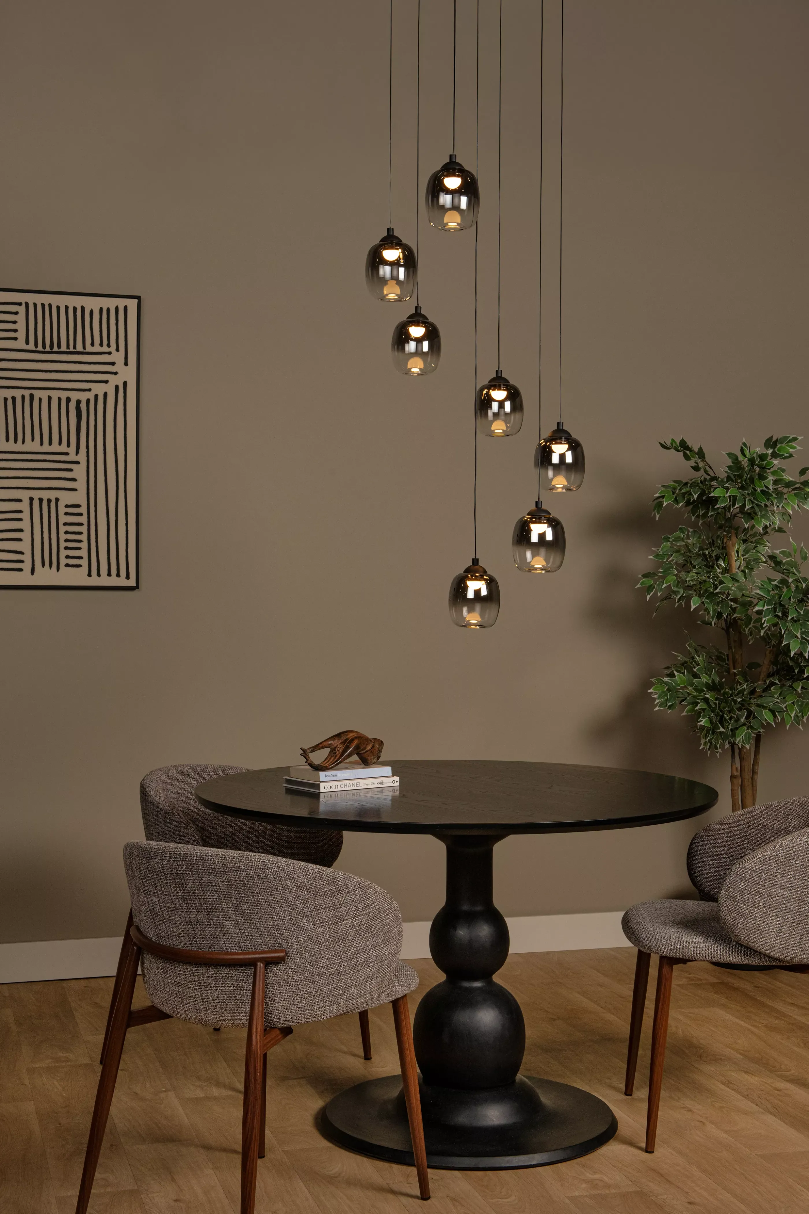 Fashion TAMINO - Hanglamp - Ø 52 cm - LED Dimb. - 7x7W 3000K - Zwart Hanglampen