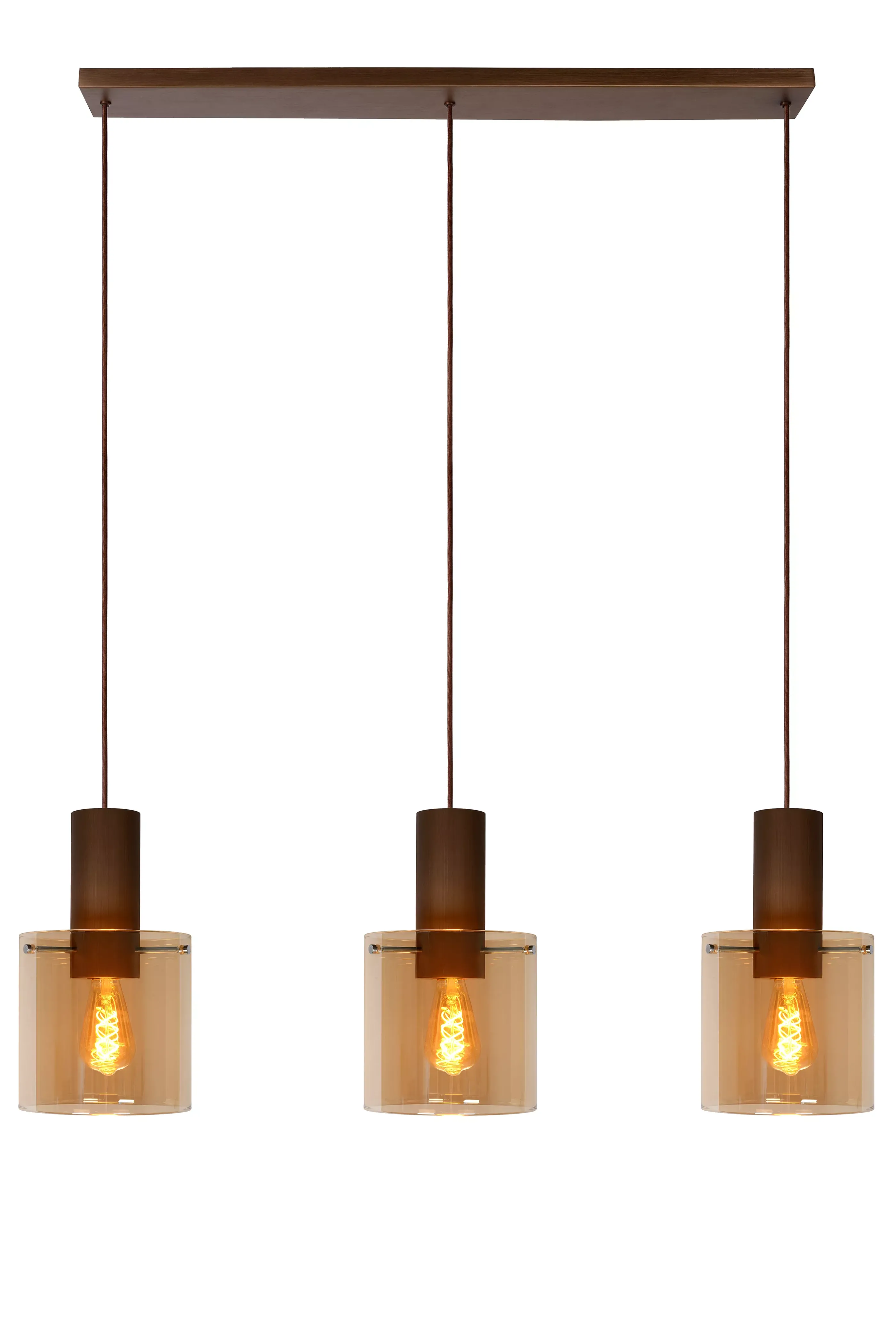 Outlet TOLEDO - Hanglamp - Ø 20 cm - 3xE27 - Amber Hanglampen