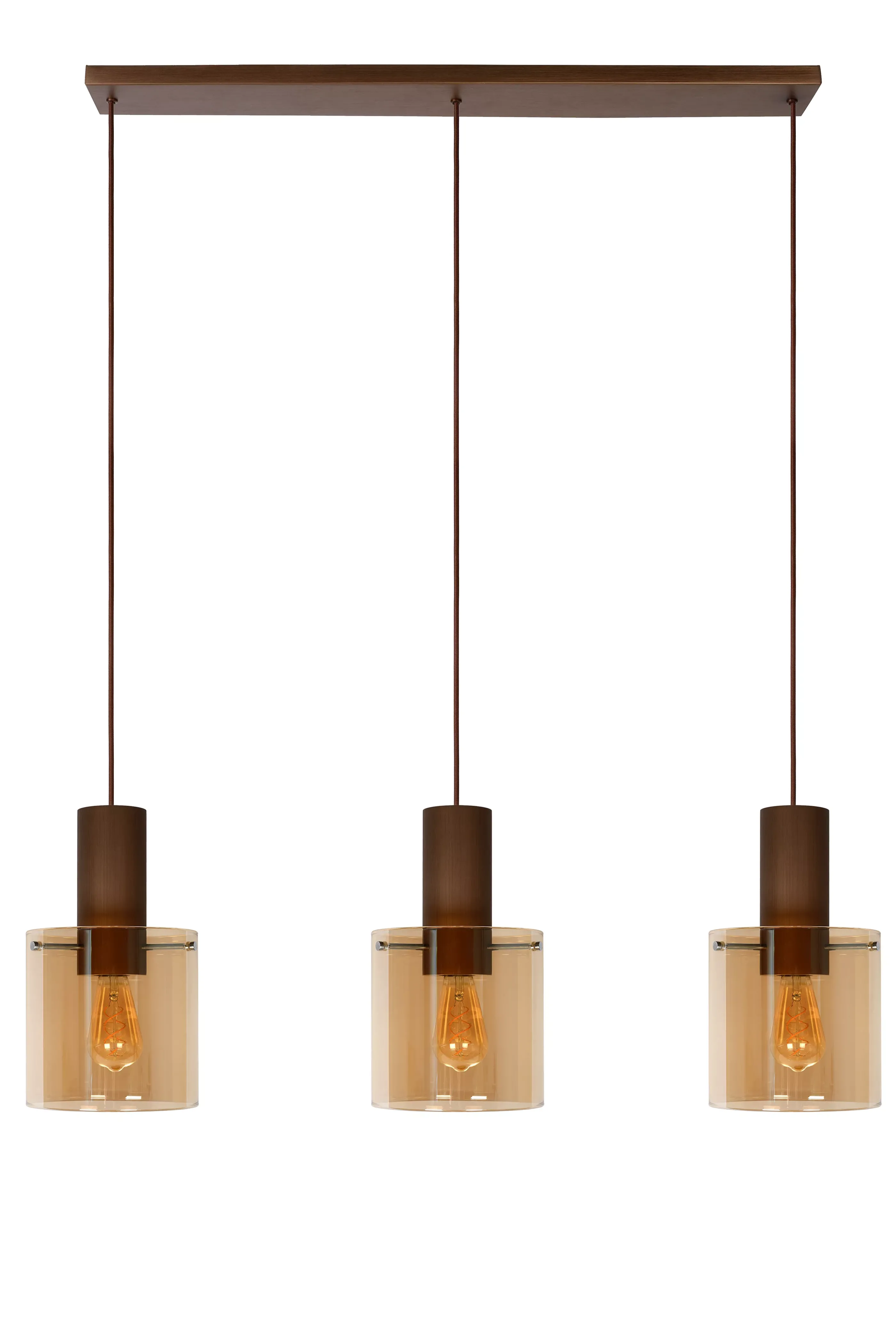 Outlet TOLEDO - Hanglamp - Ø 20 cm - 3xE27 - Amber Hanglampen