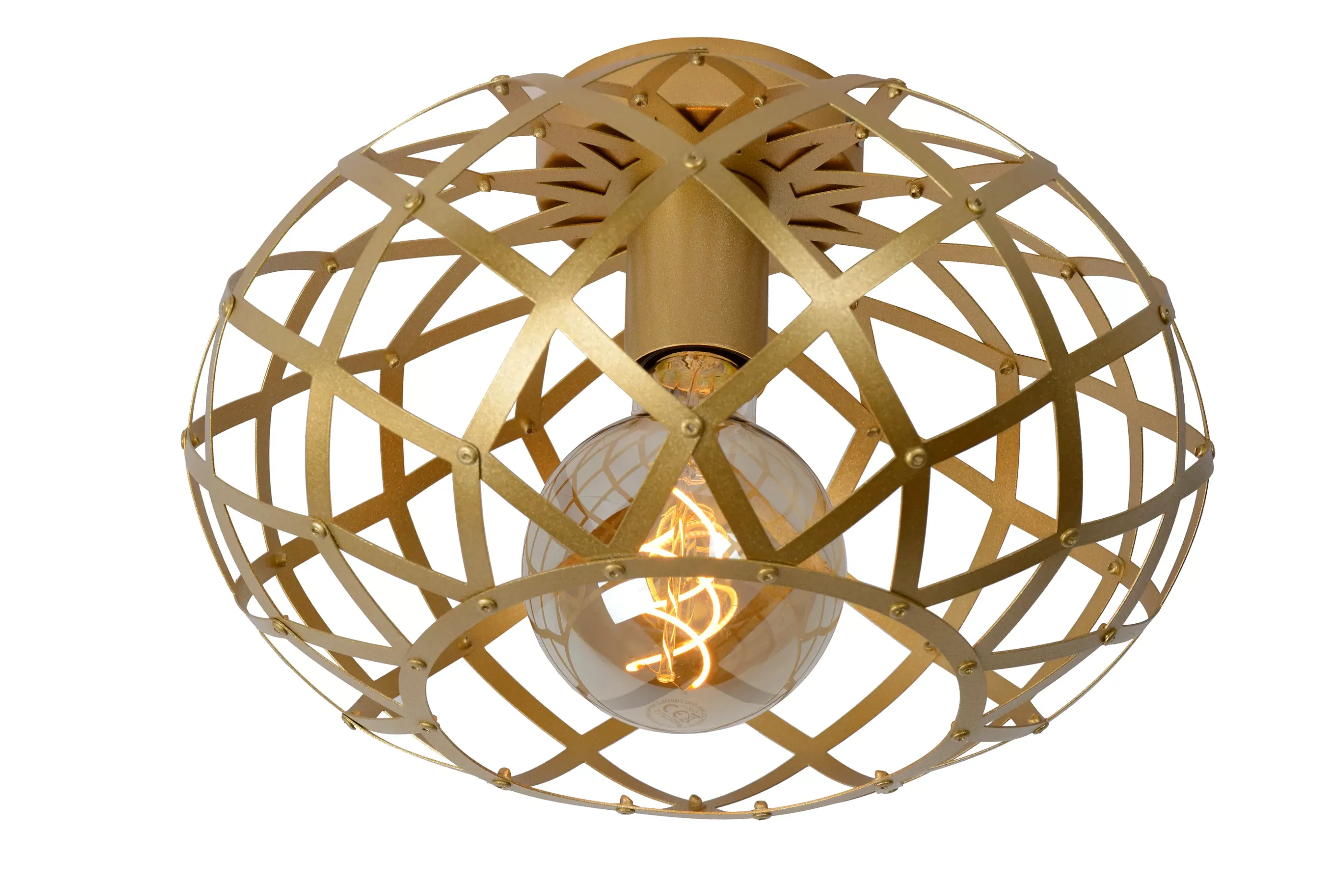 Outlet WOLFRAM - Plafonnière - Ø 30 cm - 1xE27 - Mat Goud / Messing Plafondlampen