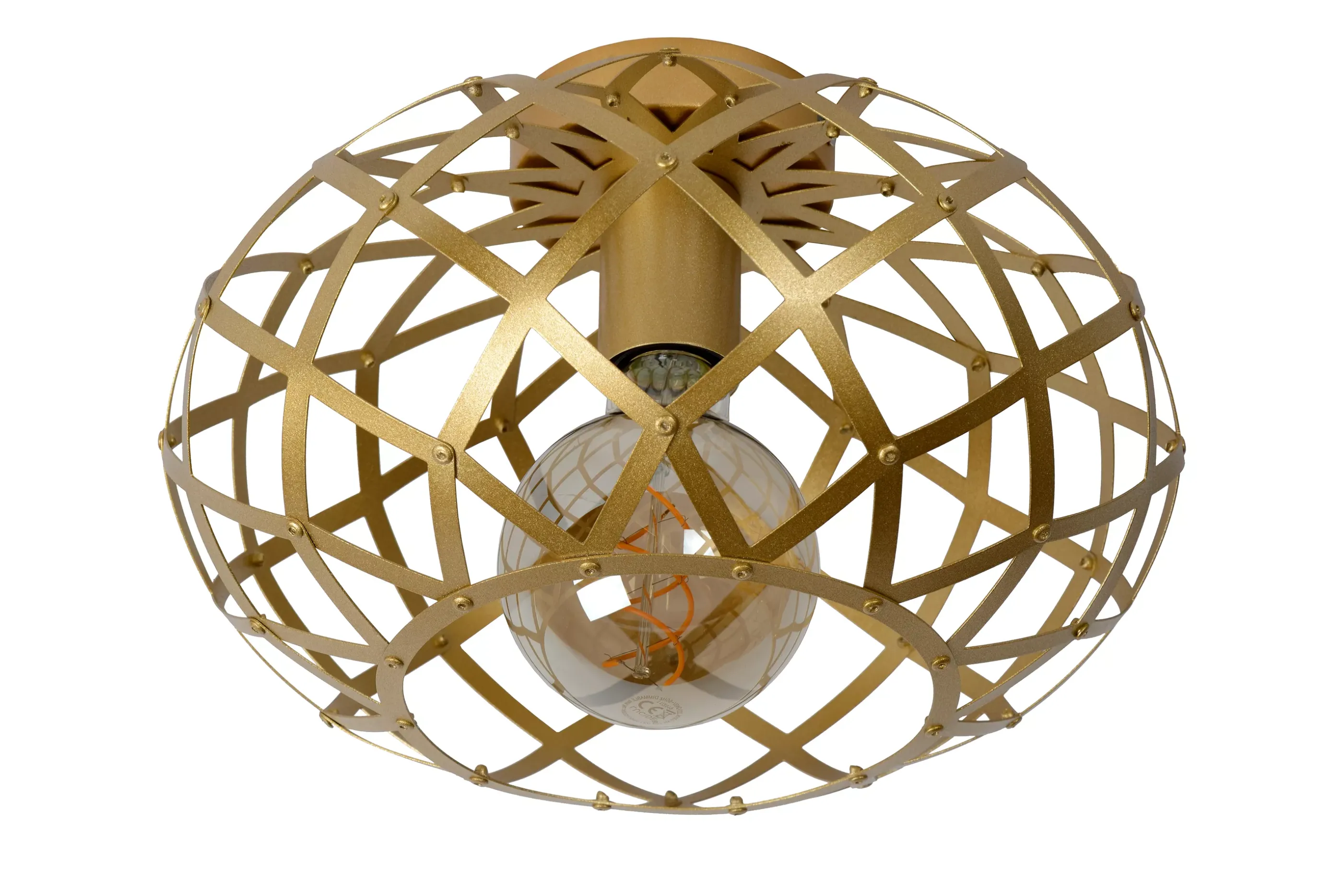 Outlet WOLFRAM - Plafonnière - Ø 30 cm - 1xE27 - Mat Goud / Messing Plafondlampen