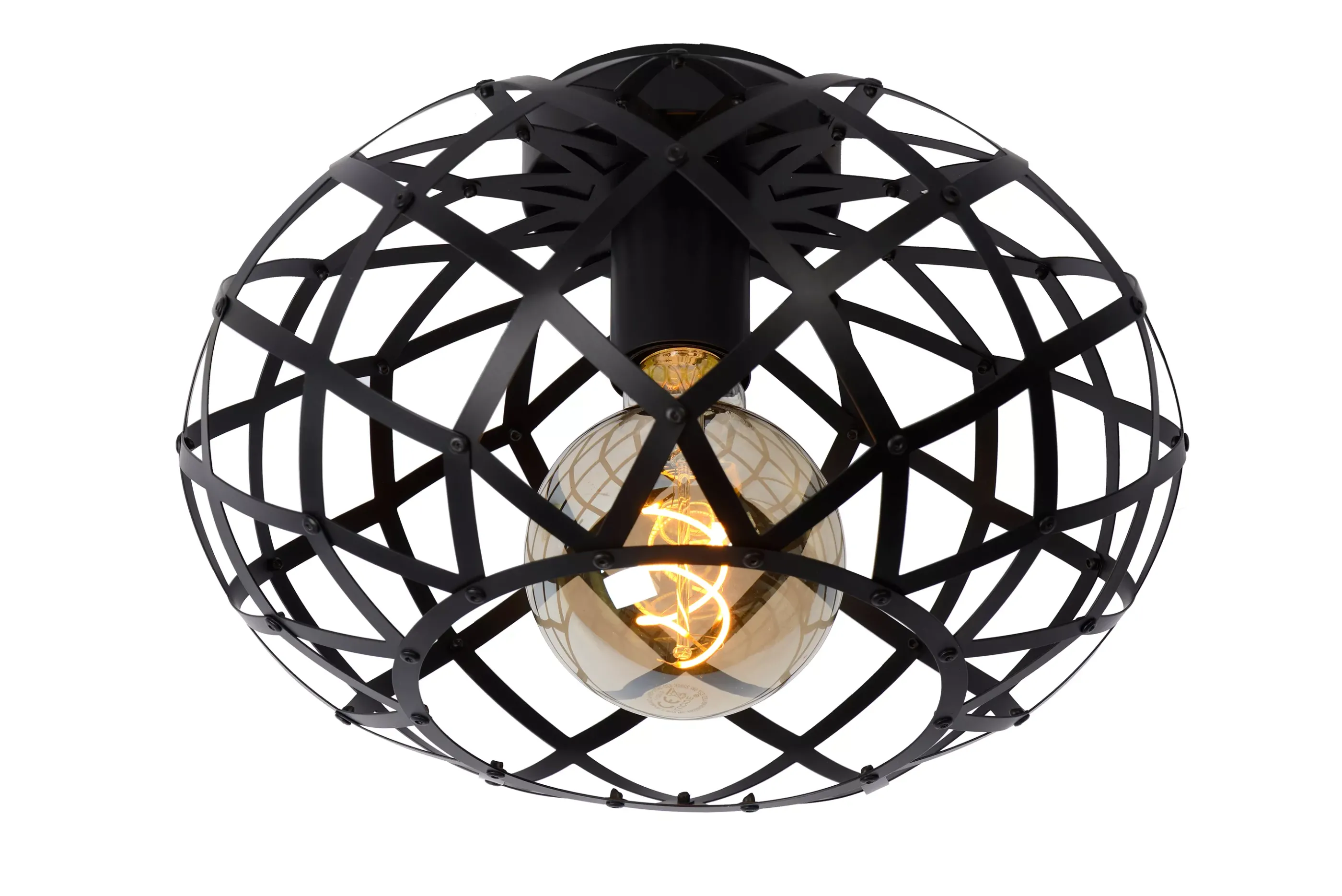 Outlet WOLFRAM - Plafonnière - Ø 30 cm - 1xE27 - Zwart Plafondlampen