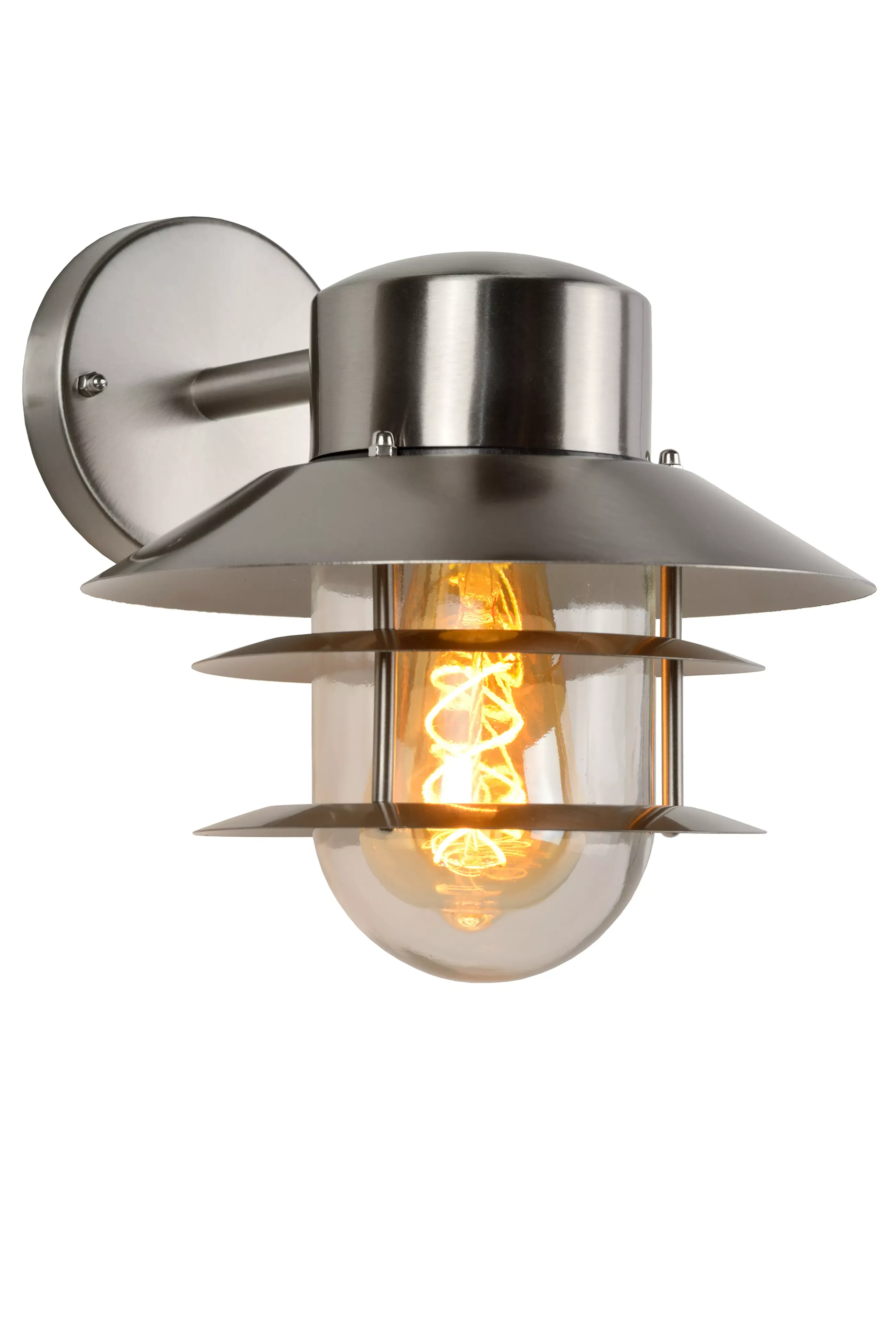 Online ZICO - Wandlamp Binnen/Buiten - Ø 21,8 cm - 1xE27 - IP44 - Mat chroom Wandverlichting Buiten