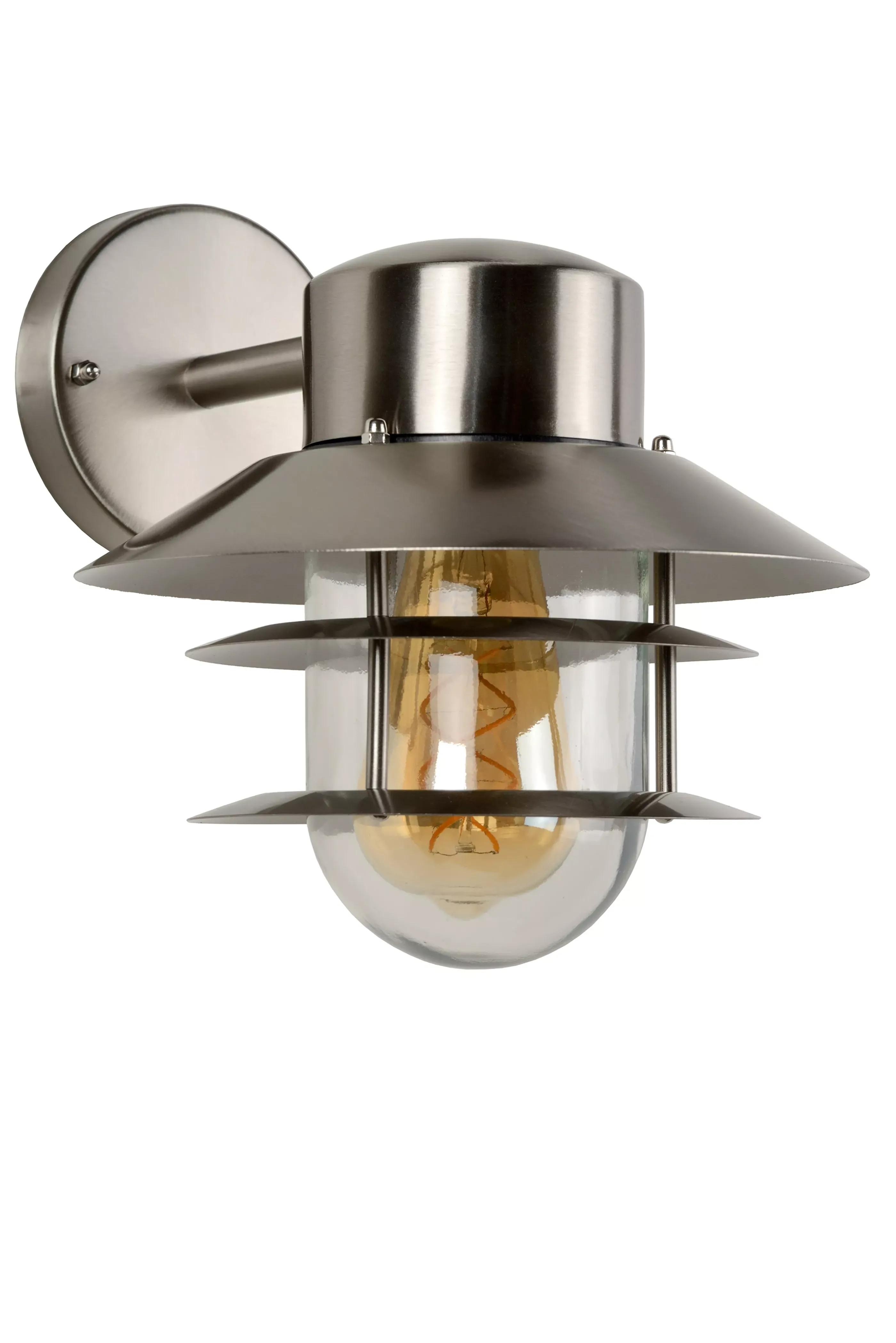 Online ZICO - Wandlamp Binnen/Buiten - Ø 21,8 cm - 1xE27 - IP44 - Mat chroom Wandverlichting Buiten